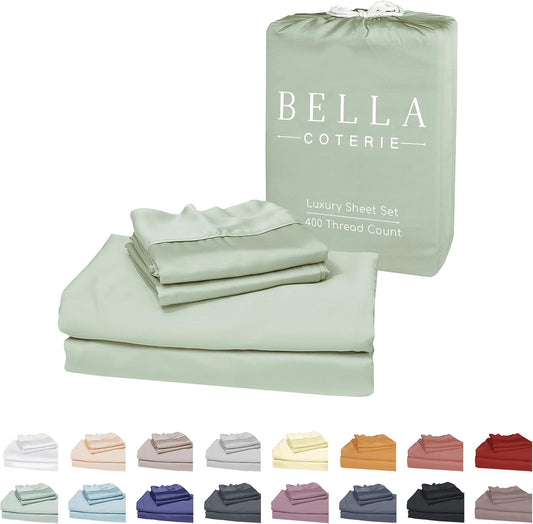 Bella Coterie Luxury Bamboo Viscose 34” Split Top King Size Sheet Set | 1 Fitted Sheet for Sleep Number & Adjustable Beds | 100% Organically Grown | Cooling & Soft | 18” Deep Pocket [Sea Glass]