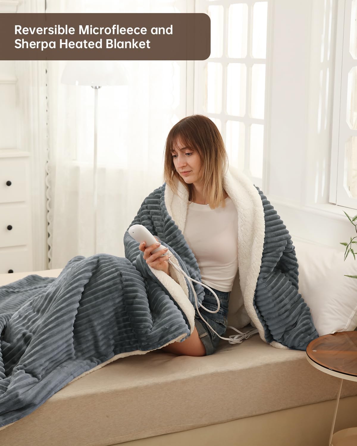 Electric Heated Blanket Full Size, Washable Blanket Warmer for Home for Adults, Fast Heating Super Cozy Soft Flannel 72" x 84", 9 Heat Levels, 1-9H Auto-Off, ETL Certified, Silver