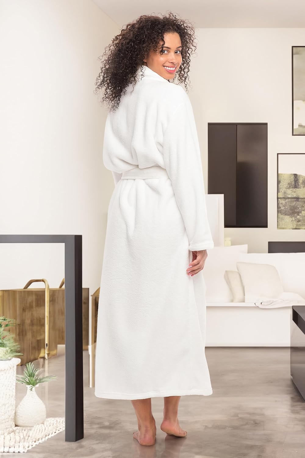 Alexander Del Rossa Plush Robe for Women, Long Fleece Winter Bath Robe, Plus Size