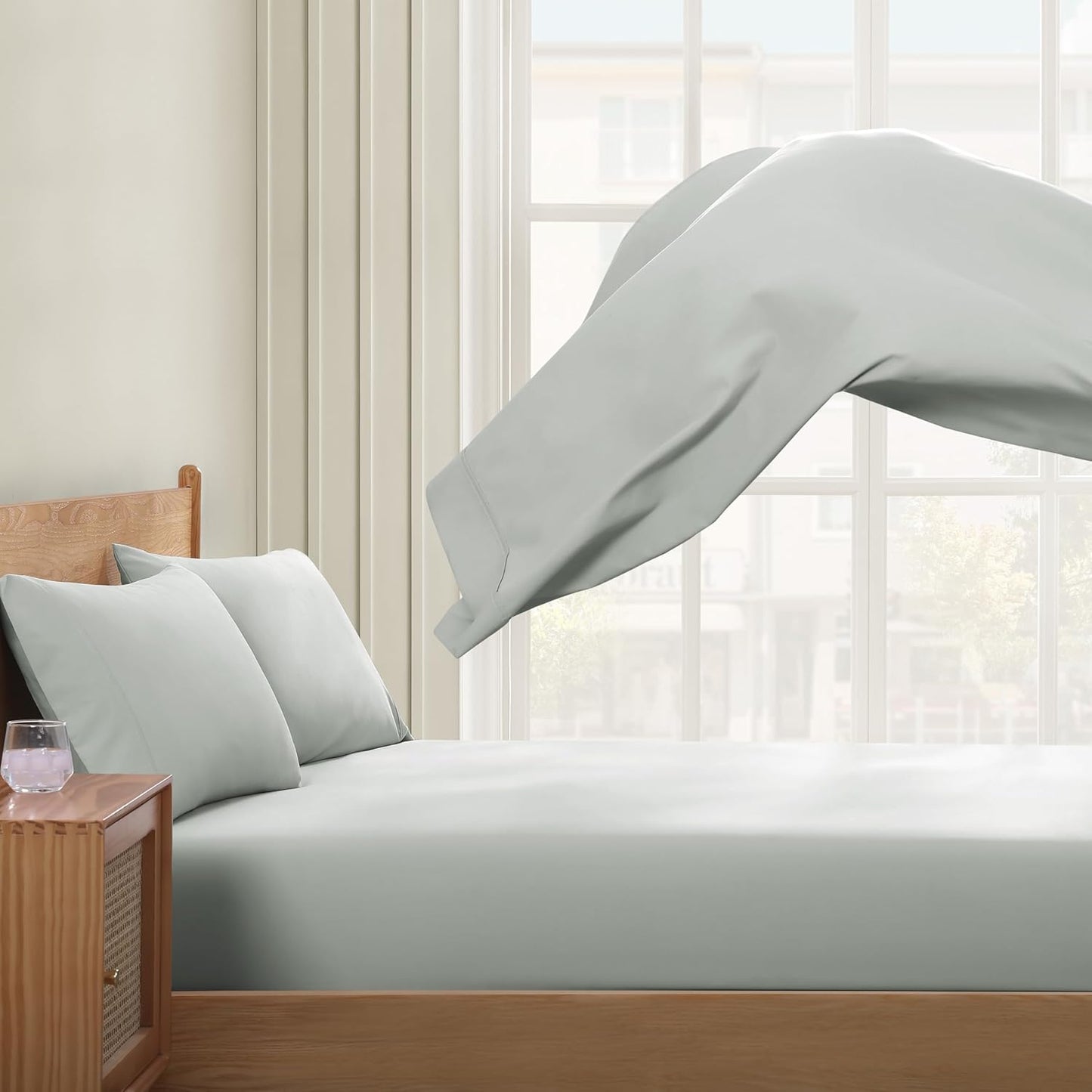 UGG Full Sheet Set 4-Piece Luxury Cooling Sheets Deep Pockets Premium Bedding with 2 Pillow Shams Hypoallergenic Machine Washable Soft Lightweight Bed Set for Bedroom, Full, Mineral Green(Hedi)