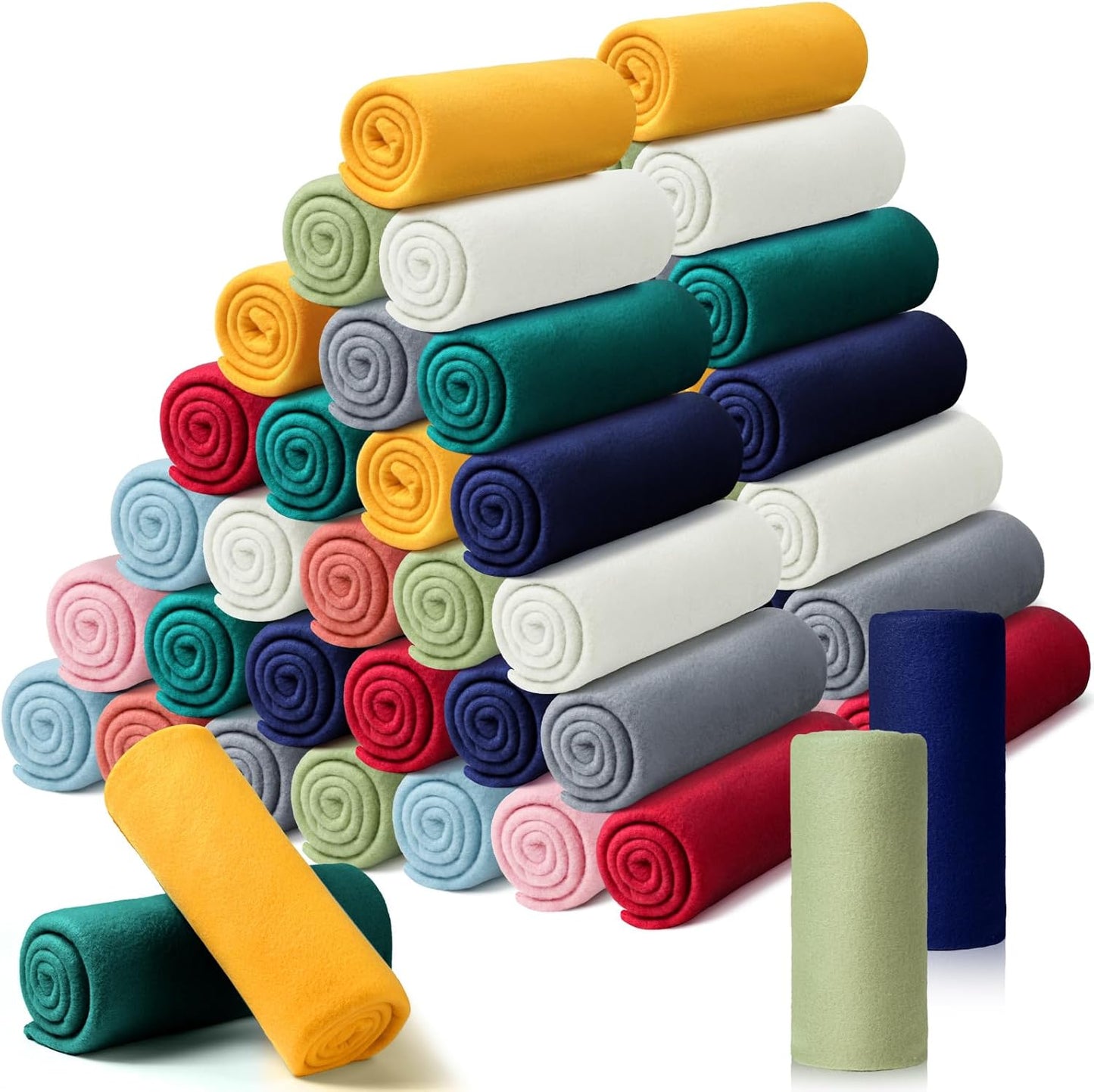 Kinlop Fleece Blanket Bulk 60 x 50 Inch Soft Lightweight Fleece Cozy Blanket Warm Throw Plush Pet Throw for Bed Couch Sofa Home Office Wedding Gifts Travel Camping(Classic Color,60 Packs)
