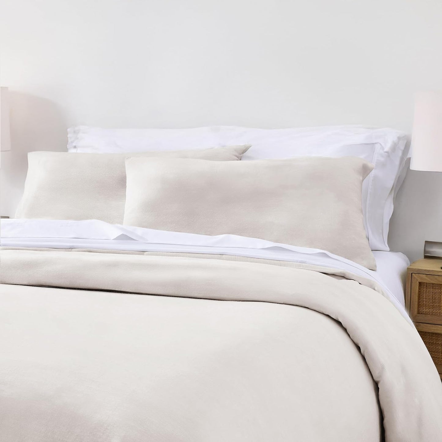 California Design Den King Size Duvet Cover Set, 3 Piece Duvet Cover & Sham Set Textured Natural Duvet Cover 106" x 90" to Fit King Size Duvet (Linen-Natural, King)