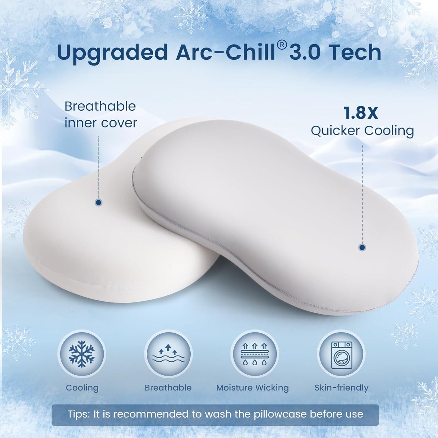 Elegear Deep Sleep Cooling Neck Pillow, Cervical Side Sleeper Pillow for Pain Relief with Zero-Pressure Tech & Built-in Springs Design, Ergonomic Contour Memory Foam Pillows for Back&Side Sleepers - L