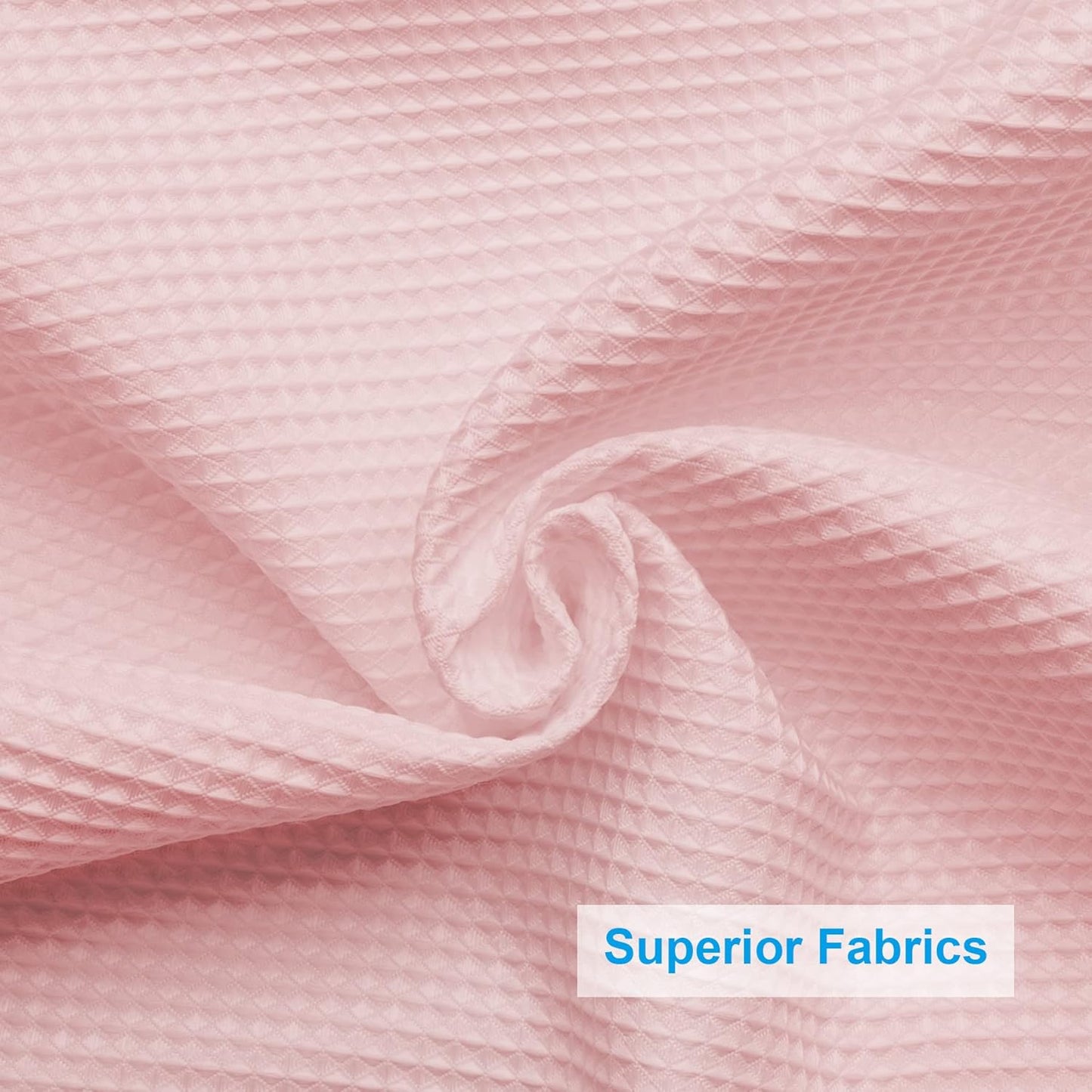 AmazerBath Waffle Shower Curtain, Blush Pink Fabric Long With Waffle Weave, Heavy Duty Hotel Quality for Bathroom, 72 x 78 Inches