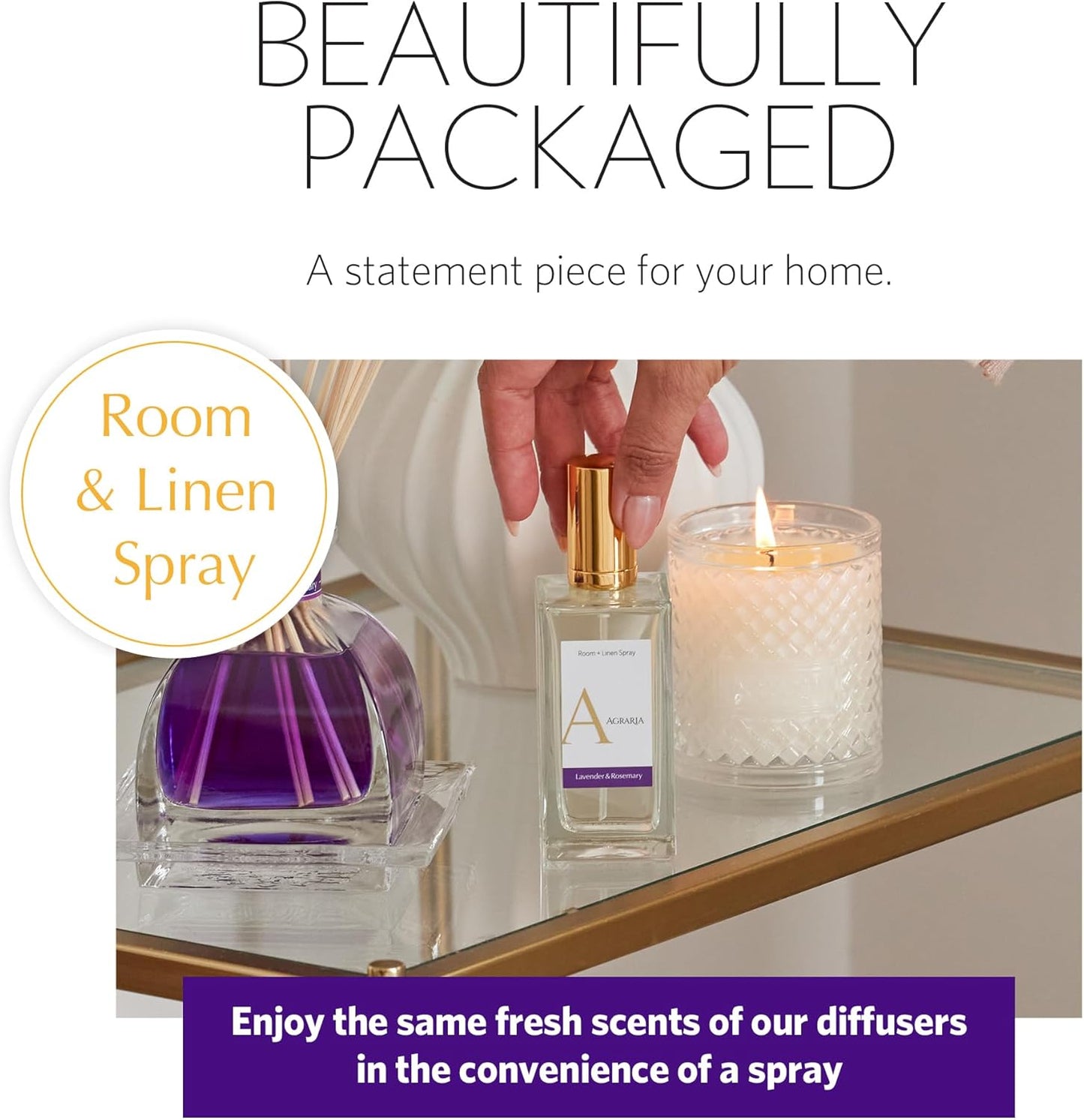 AGRARIA Room and Linen Spray, Luxury Room Fragrance for Clothes, Bed, and More, Essential Perfume Grade Oils Infused Linen Fresh Spray