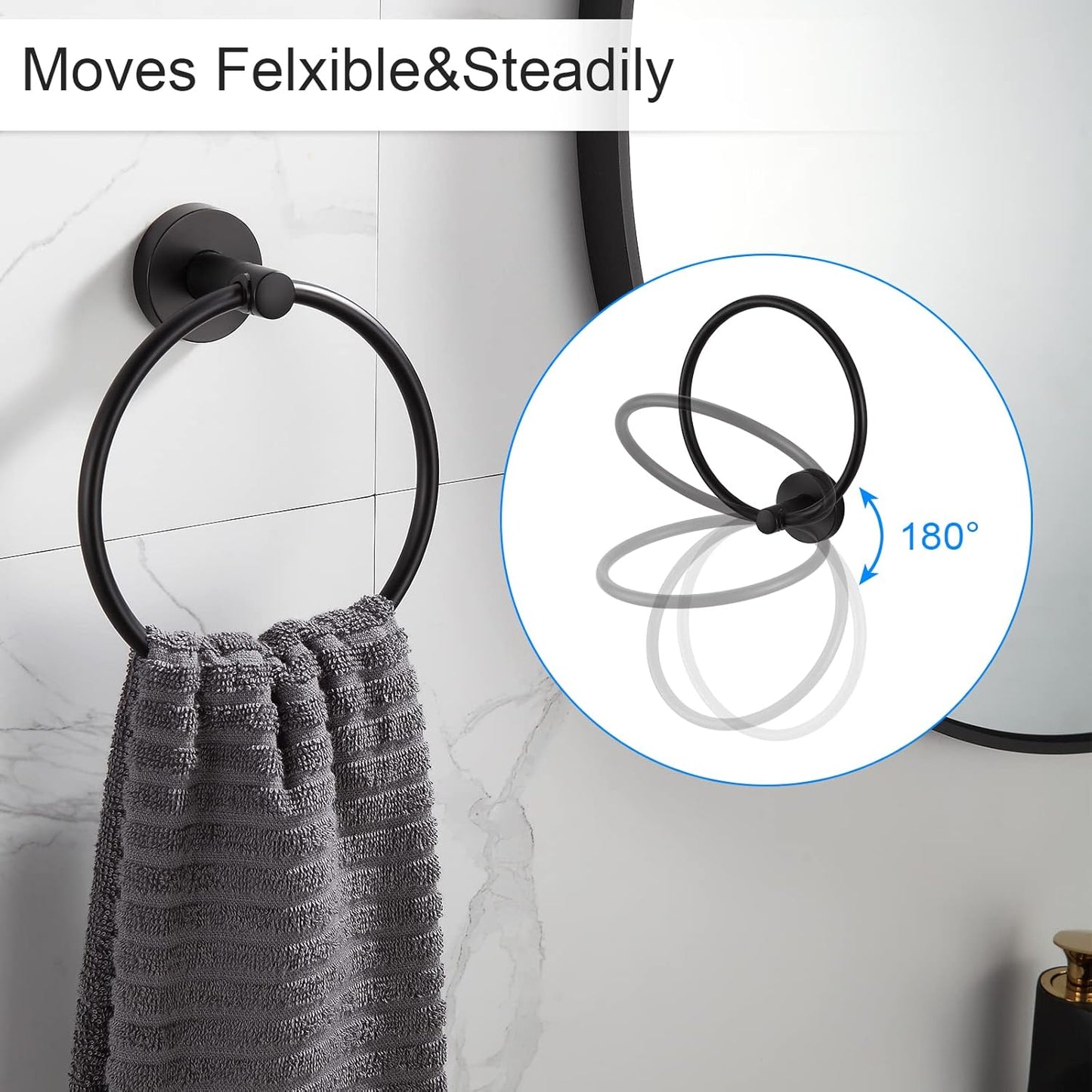 BGL Bathroom Hardware Set Black Bathroom Accessory Set Towel Bar 8 Pieces