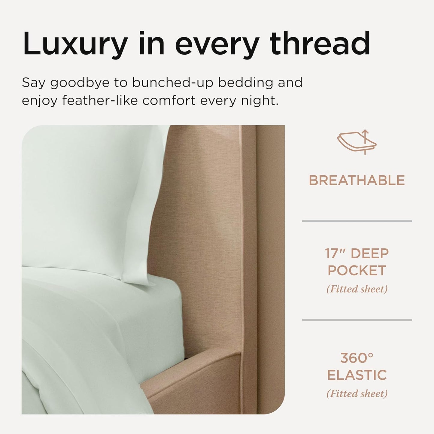 Threadmill Supima King Size Sheets, 1000 Thread Count, 4 Piece American Luxury Bed Sheets for King Mattress, 5 Star Hotel Quality Cotton Sheets with Elasticized Extra Deep Pocket, Seaglass