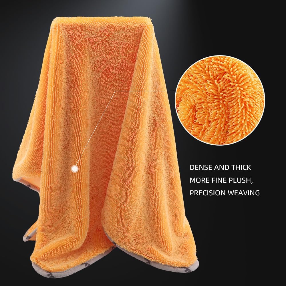 SPTA Drying Towel, Car Wash Drying Towel for Spotless Shine, Highly Absorbent, Scratch Free Large Microfiber Towel for Car wahing, 29.1 x 35 inch, Orange-MT031
