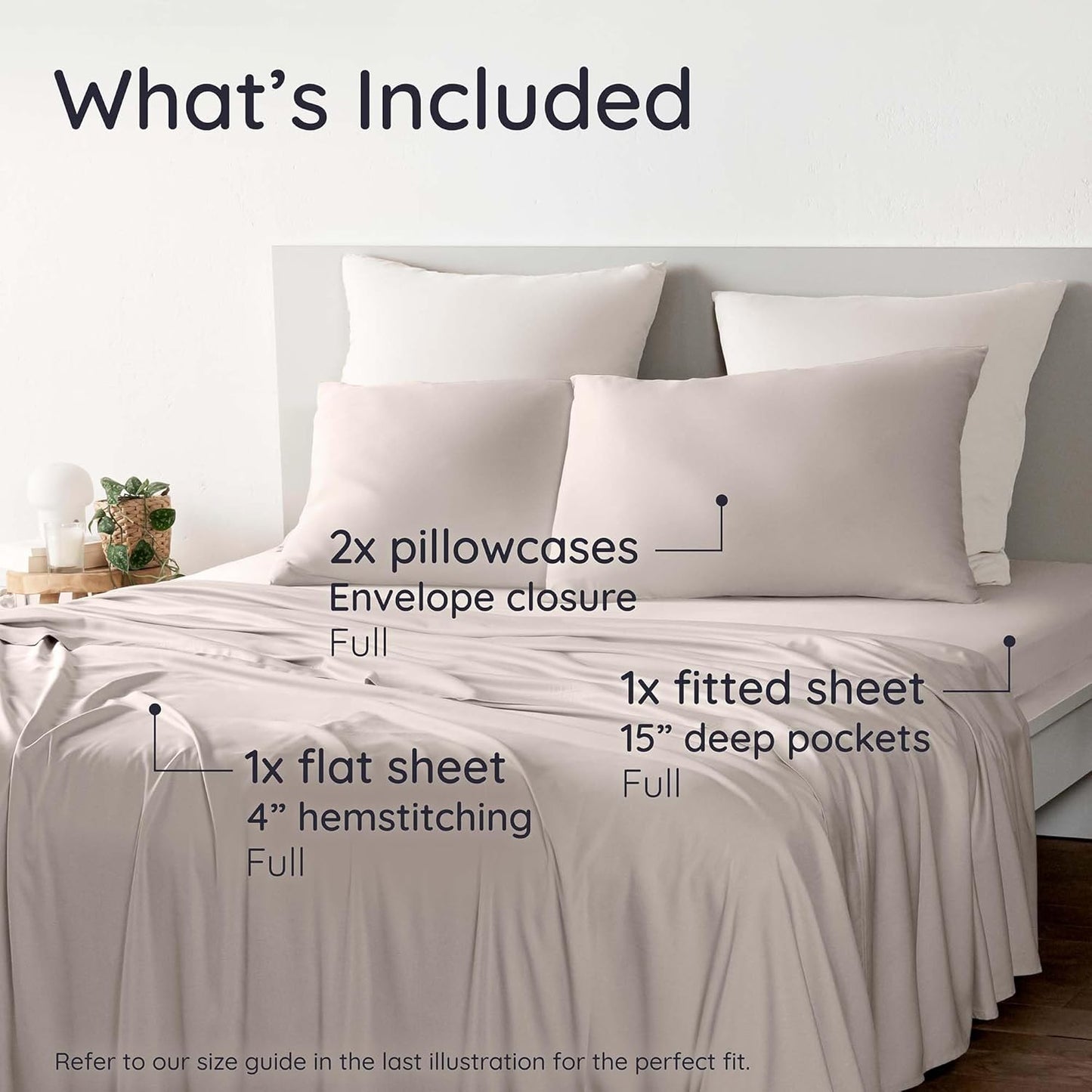 Bambaw 100% Viscose Derived from Bamboo Sheets Full Size Set – 4pcs Cooling Sheets Full Size, Perfect for Hot Sleepers, Luxury & Buttery Soft Sheet Set, with Elastic Corner Straps (Sand)