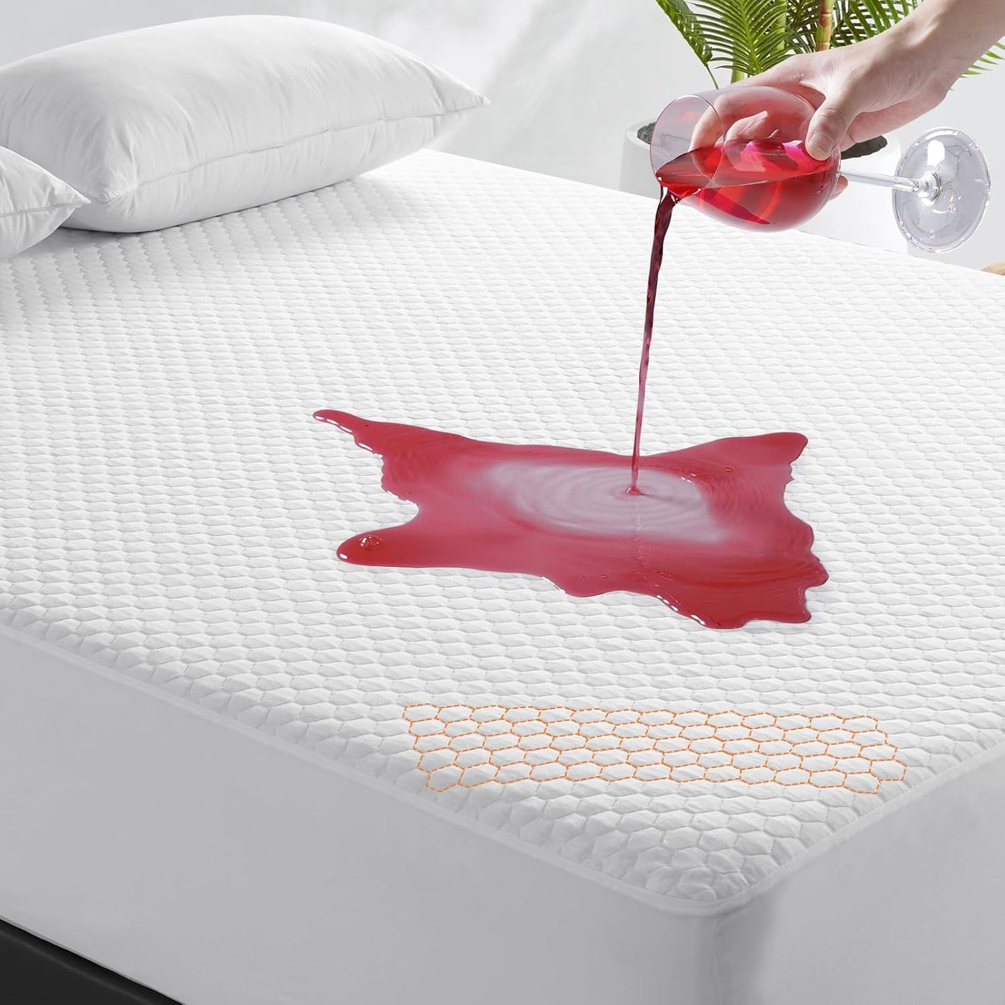 4D Air California King Mattress Protector 100% Waterproof,Cooling Breathable California King Mattress Pad Cover,Fit 8-21" Extra Deep Pocket Mattress Topper,Washable Noiseless (Beehive,CK 72"x84")