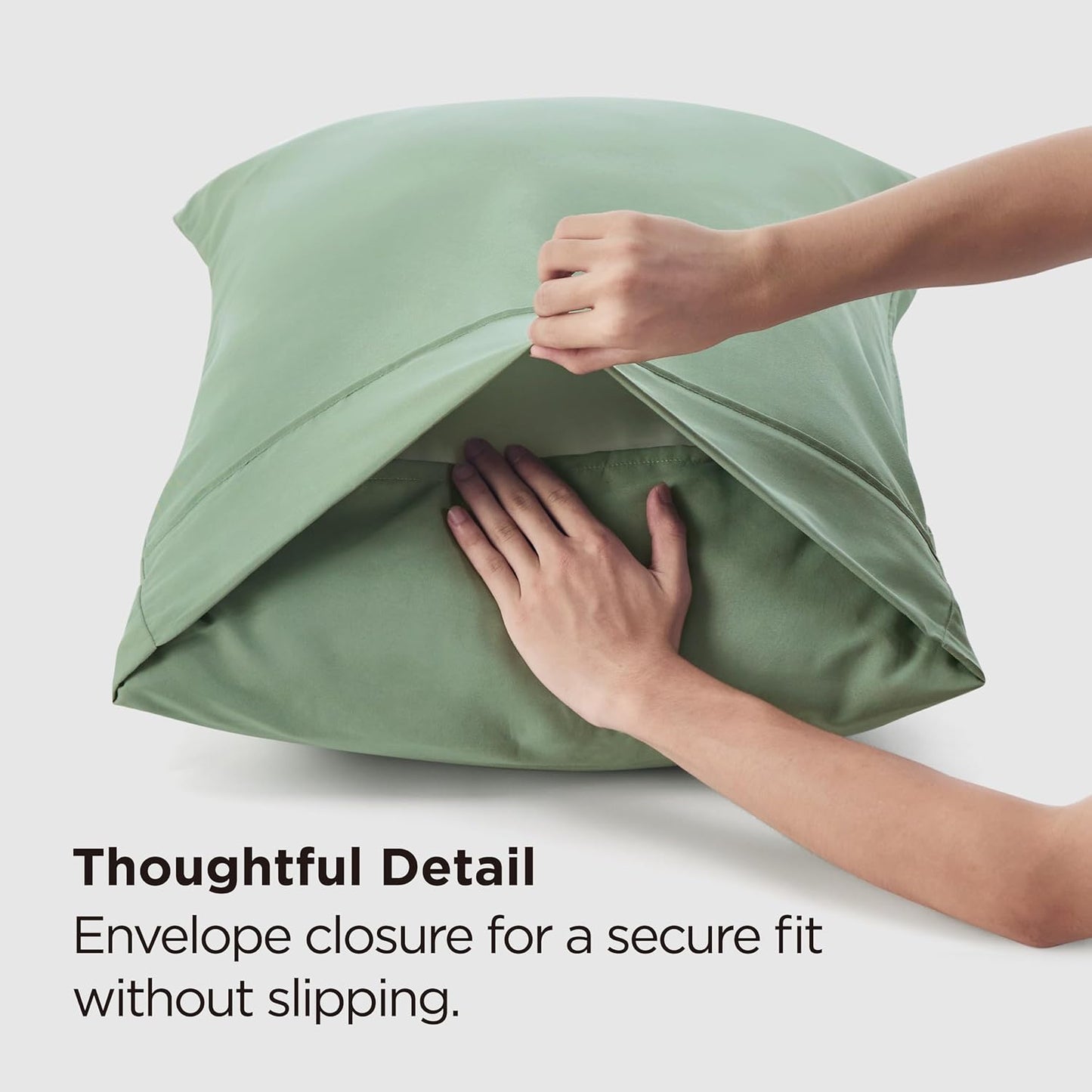 Bedsure King Size Pillow Cases Set of 2 - Sage Green Brushed Microfiber Pillowcases 2 Pack, Super Soft Pillow Case Cover with Envelope Closure, Wrinkle, Fade and Stain Resistant, 20x36 Inches