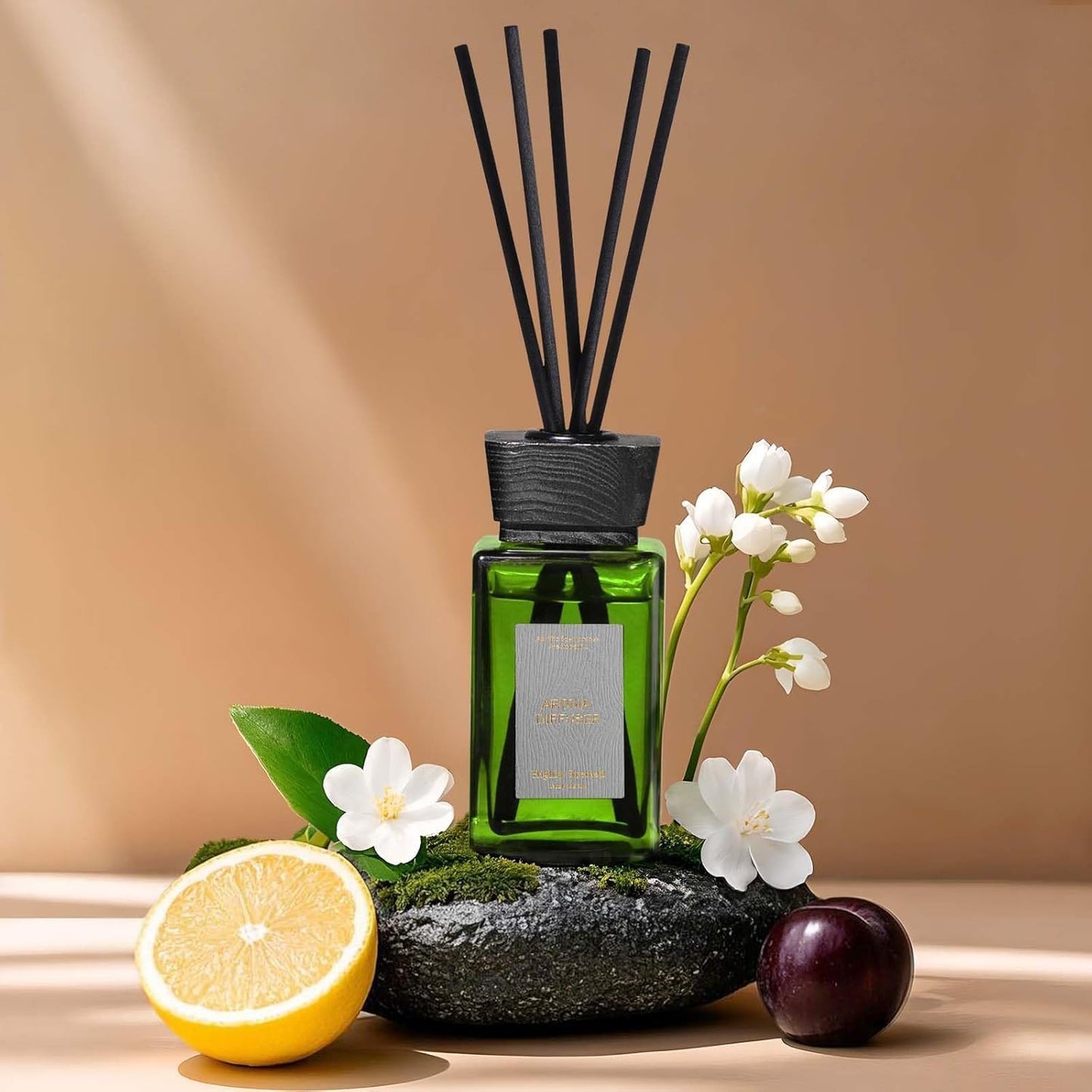 Floral Reed Diffuser Set, Jasmine & Lily of The Valley Scented Diffuser with Sticks, Reed Diffusers for Home and Office Decor