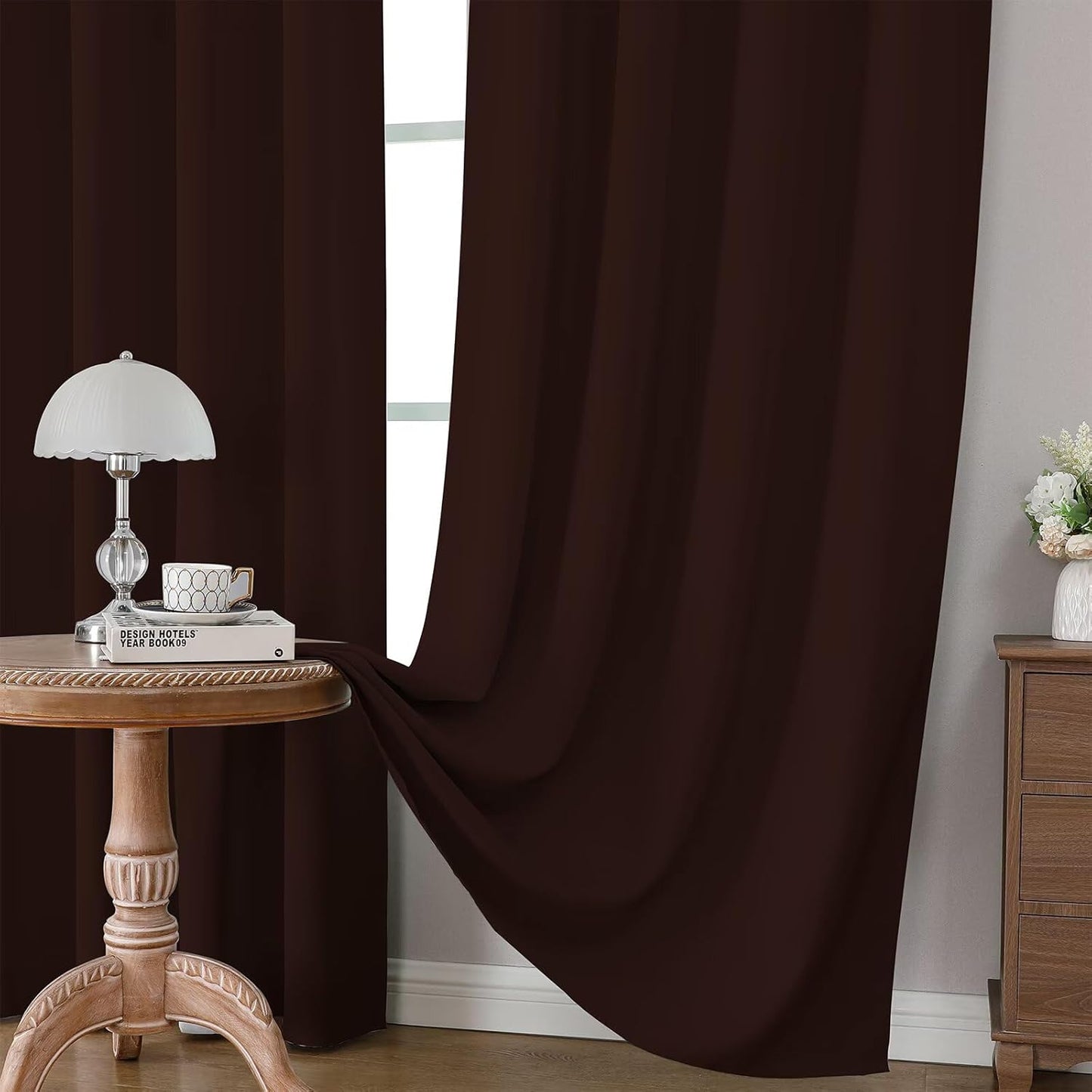 CUCRAF Blackout Curtains 90 inch Length 2 Panels Set, Rod Pocket Room Darkening Drapes for Bedroom Living Room, Insulated Thermal Light Blocking Window Curtain (W52 x L90 Inch, Chocolate)