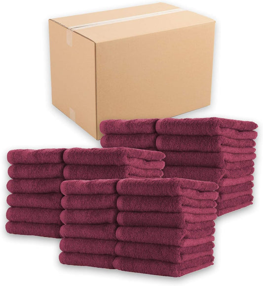 Arkwright Bleach Proof Salon Towels Bulk - Case of 180 - Highly Absorbent, 100% Cotton, Quick Dry Spa Face Towel for Hair Stylist, Barber, Pedicure, and Esthetician, 16 x 27 in, Burgundy