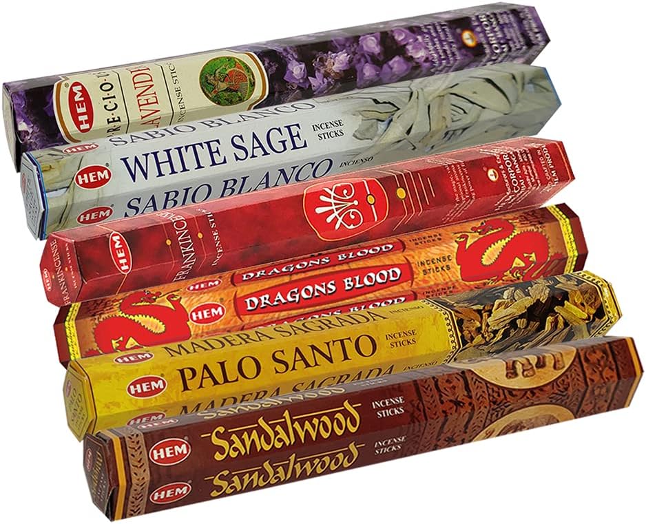 Hem Incense Sticks Variety Pack #30 and Incense Stick Holder Bundle with 6 Classic Fragrances