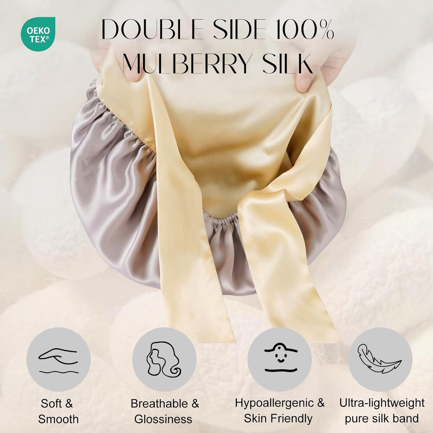ZIMASILK 100% Mulberry Silk Bonnet for Sleeping Women Double Layer Hair Wrap with Silk Tie Band,1 Pack