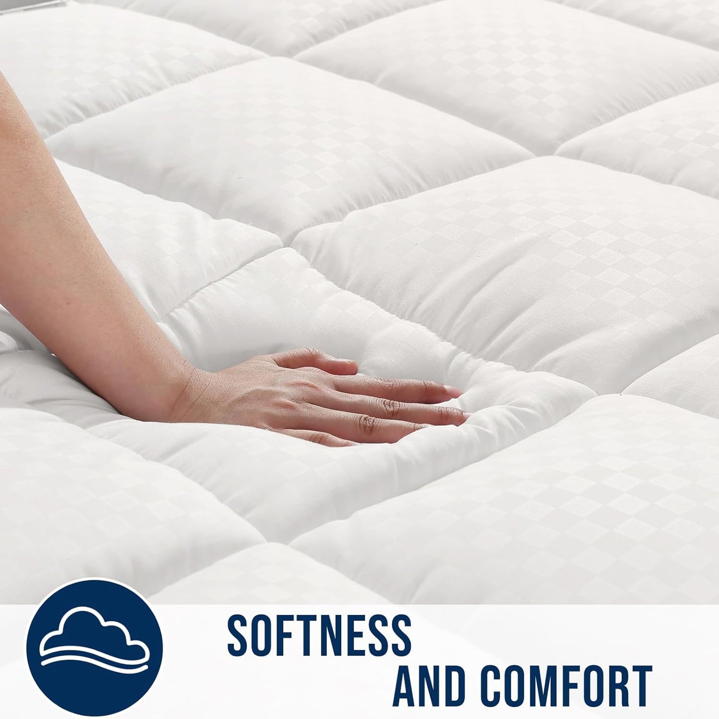 OLANLY Queen Quilted Fitted Mattress Pad – Soft Down Alternative Pillow Top Mattress Topper, Cooling Comfort Breathable Mattress Cover, Machine Washable Deep Pocket Mattress Protector, Off White