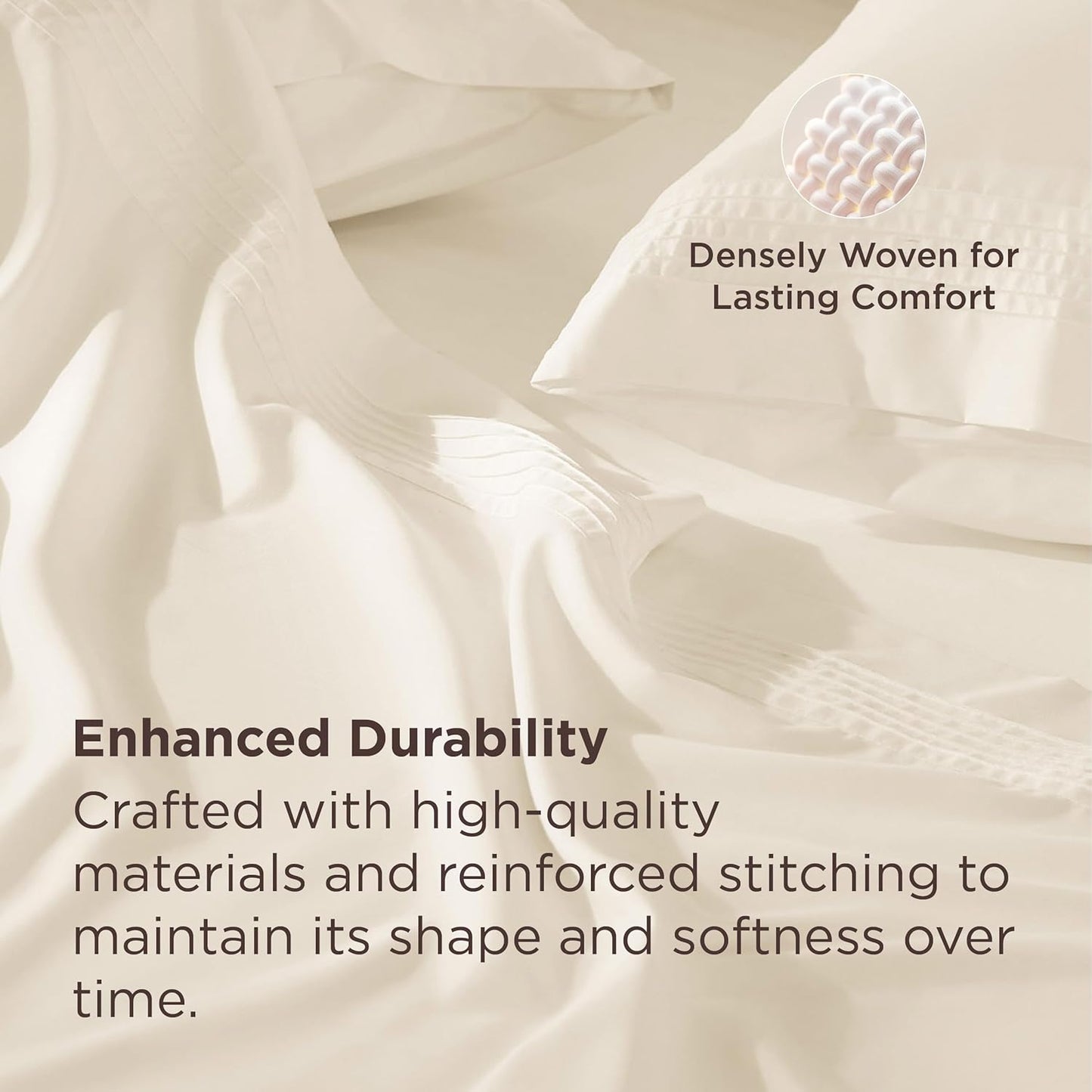 Bedsure Deep Pocket King Sheet Set - Fits Mattresses Up to 21 Inches Thick - 4 Piece GentleSoft Bed Sheets, Moisture Wicking, Soft & Cooling Bedsheet & Pillowcases, Easy & Secure Fit, Ivory