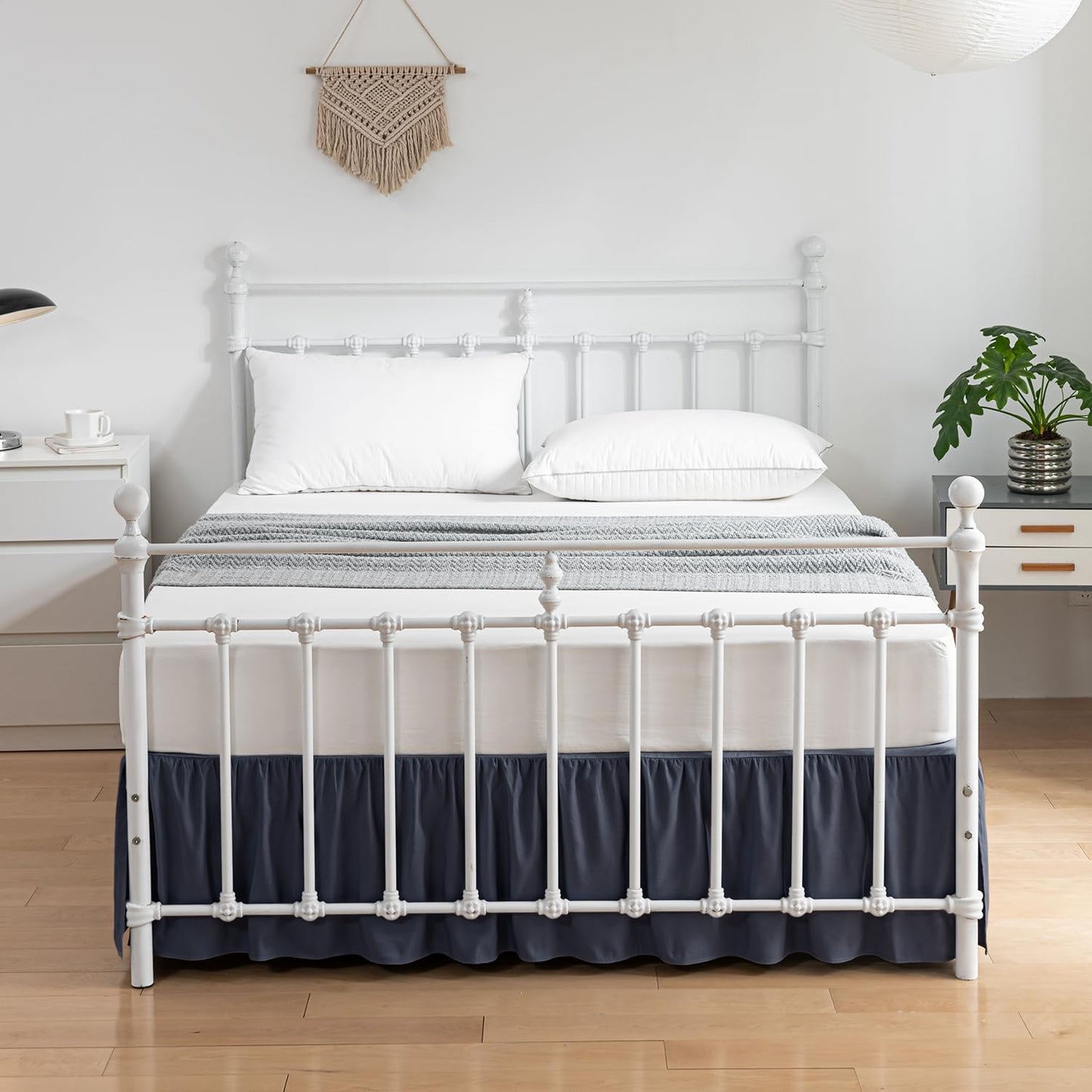 Bed Skirt Full Size Ruffled Bed Skirt with Split Corners, 18 Inch Drop Dust Ruffle Bed Skirt with Platform, Blue (Full - 18" Drop)