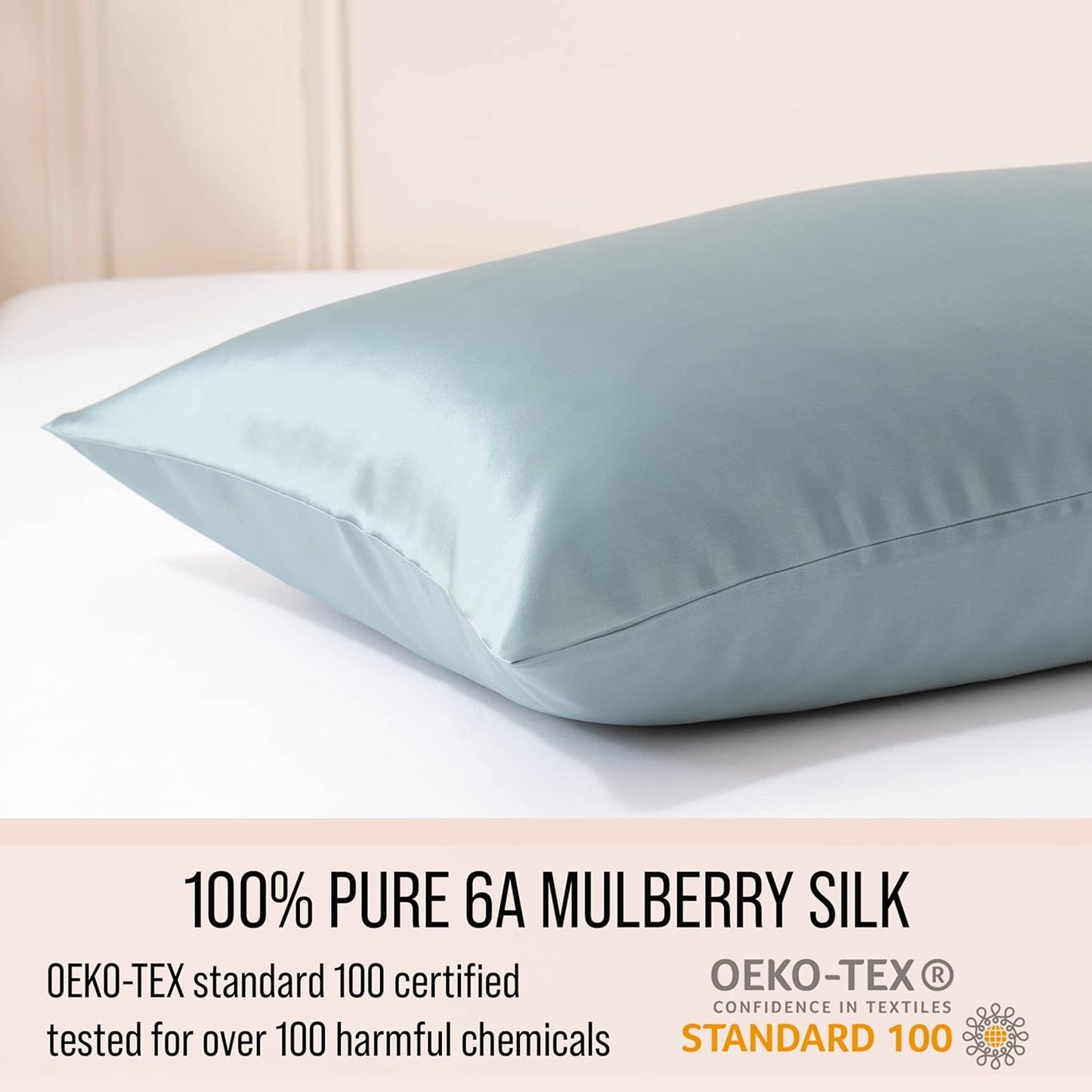 Bella Coterie Luxury Silk Pillowcase for Hair and Skin | 30 Momme | 100% Pure 6A Mulberry Silk | Super Soft | Perfectly Plush [Standard, Slate Blue]