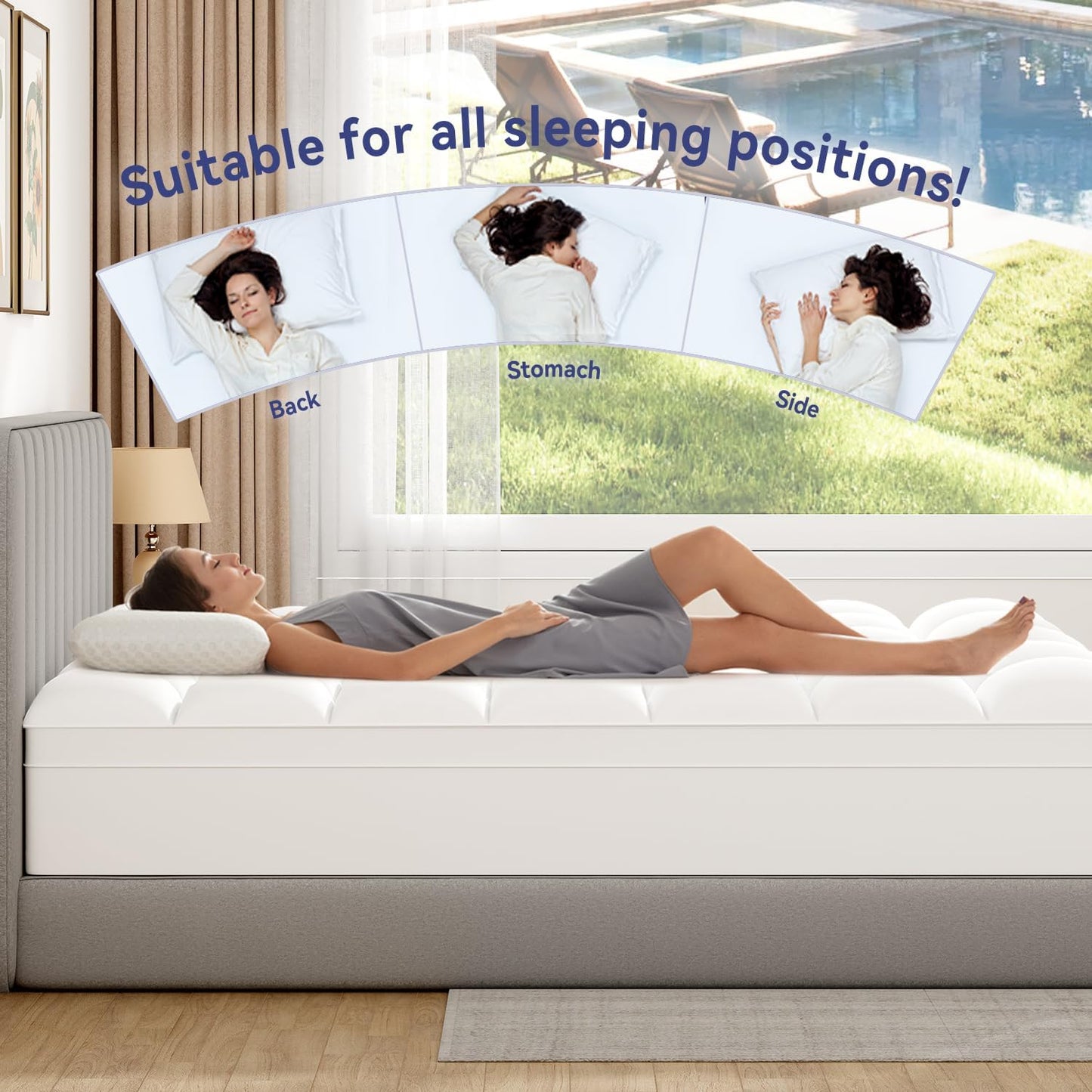 ELEMUSE Cal King Mattress Topper for Back Pain, Extra Thick Mattress Pad Cover, Plush Soft Pillowtop with Elastic Deep Pocket, Overfilled Down Alternative Filling