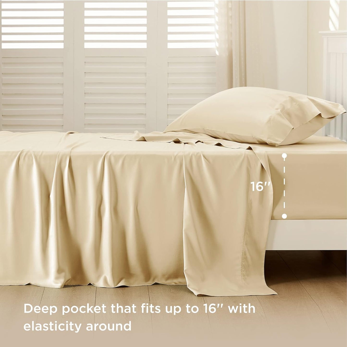 Bedsure Cooling Sheets Twin XL, Rayon Derived from Bamboo, Breathable & Soft Twin XL Sheet Sets, Deep Pocket Up to 16", Hotel Luxury Silky Dorm Bedding for Hot Sleepers, Alabaster Gleam