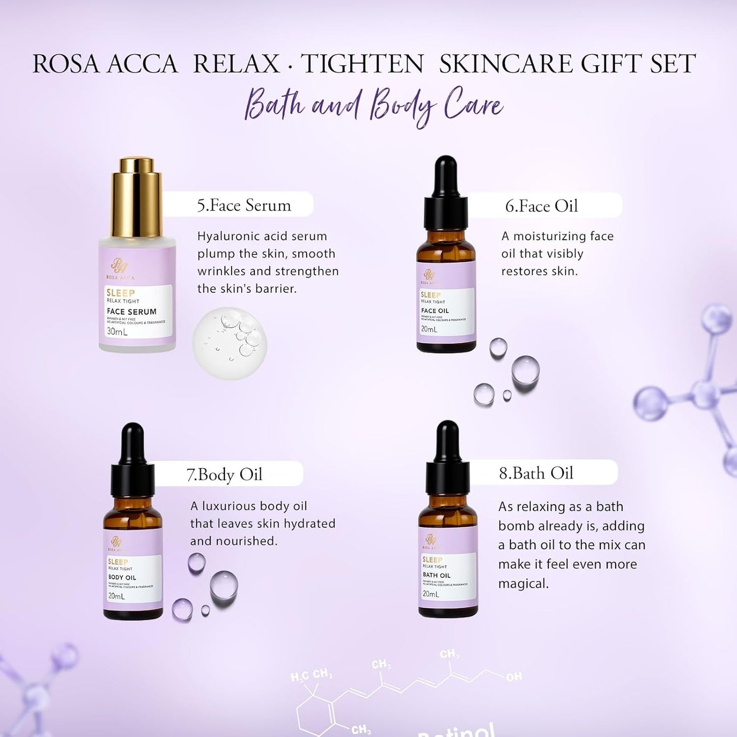 Lavender 23 Pcs Facial Skin Care Set, Luxury Bath and Body Gifts for Women, Spa & Self-Care Gifts, Peptide Sheet Mask, Eye Mask, Present, Birthday, Christmas, Valentines, Mother Day, Bridal Shower
