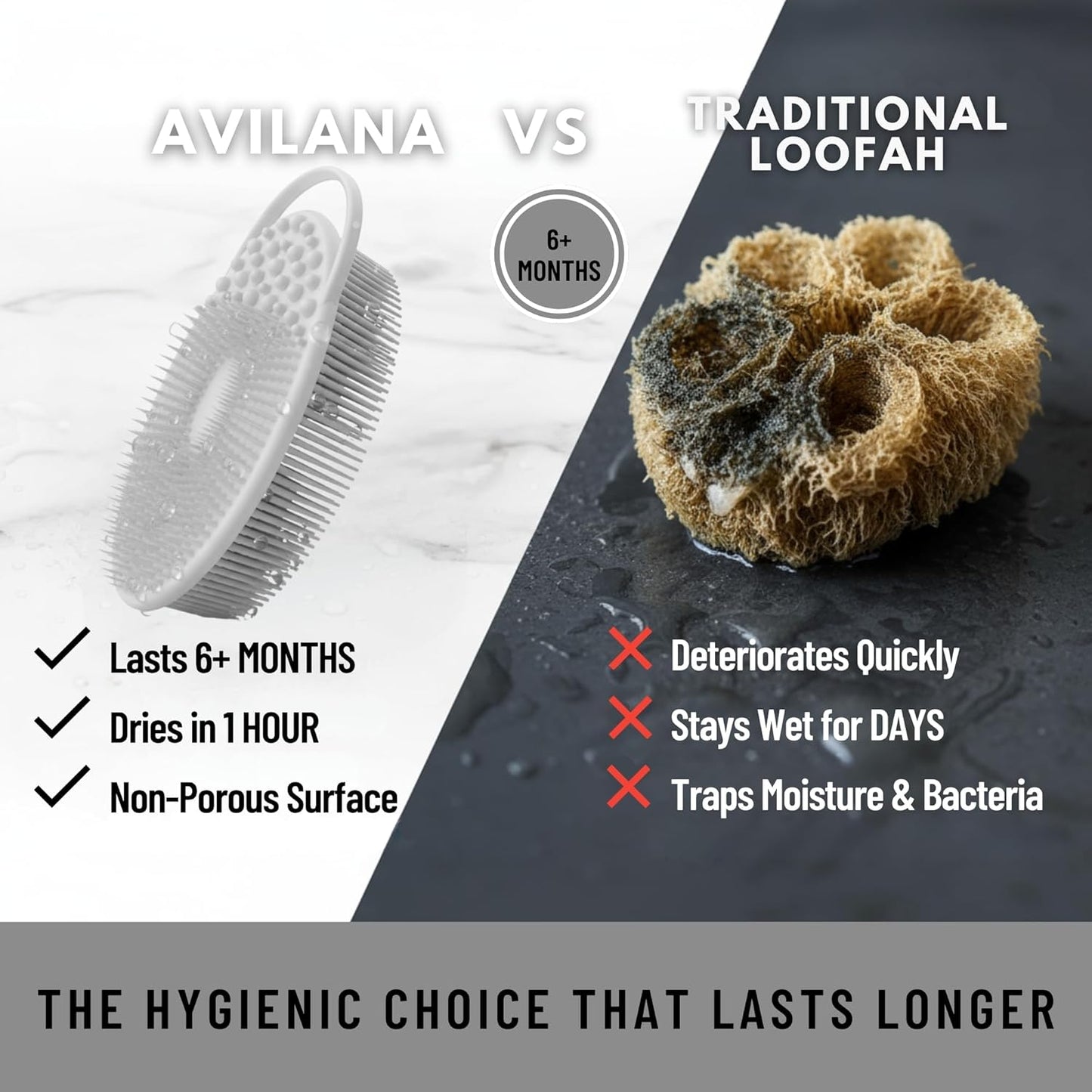Exfoliating Body Scrubber Silicone - Textured Back Scrubber Shower Brush - Avilana Bath Loofah Alternative Dual Sided - Gentle Smoothing Body Wash Tool Rough Skin - Gift Women Men