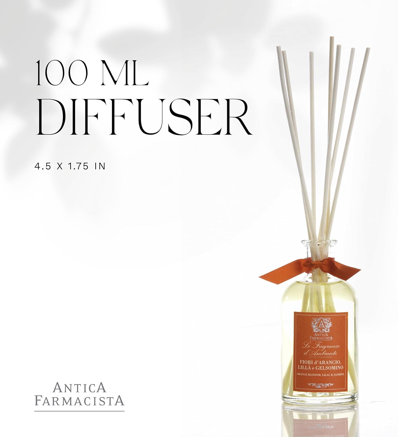 Antica Farmacista Home Ambiance Diffuser - Long-Lasting Reed Scent Diffuser - Luxury Room Freshener Gift - Orange Blossom, Lilac & Jasmine, 3.4 fl oz