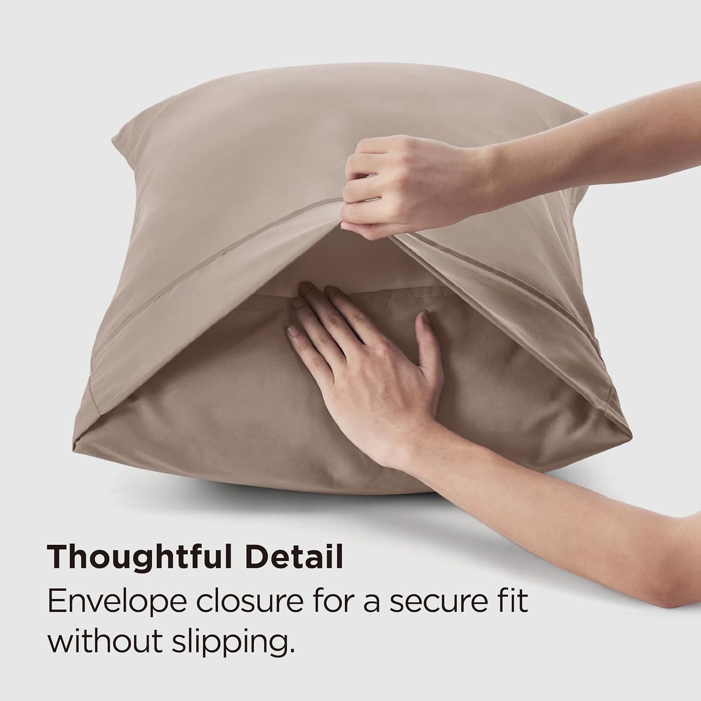 Bedsure Queen Pillow Cases Set of 2 - Khaki Brushed Microfiber Pillowcase 2 Pack, Super Soft Pillowcase, Pillow Case Covers with Envelope Closure, Wrinkle, Fade and Stain Resistant, 20x30 Inches
