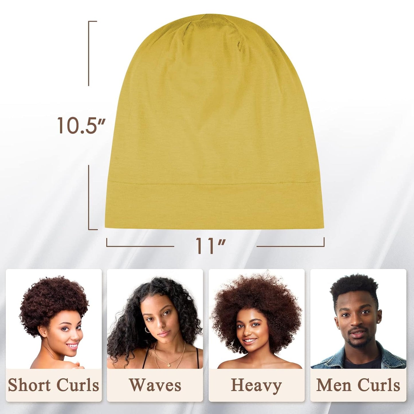 OLESILK 100% Mulberry Silk Bonnet for Sleeping Women, Silk Hair Wrap for Sleeping, Yellow