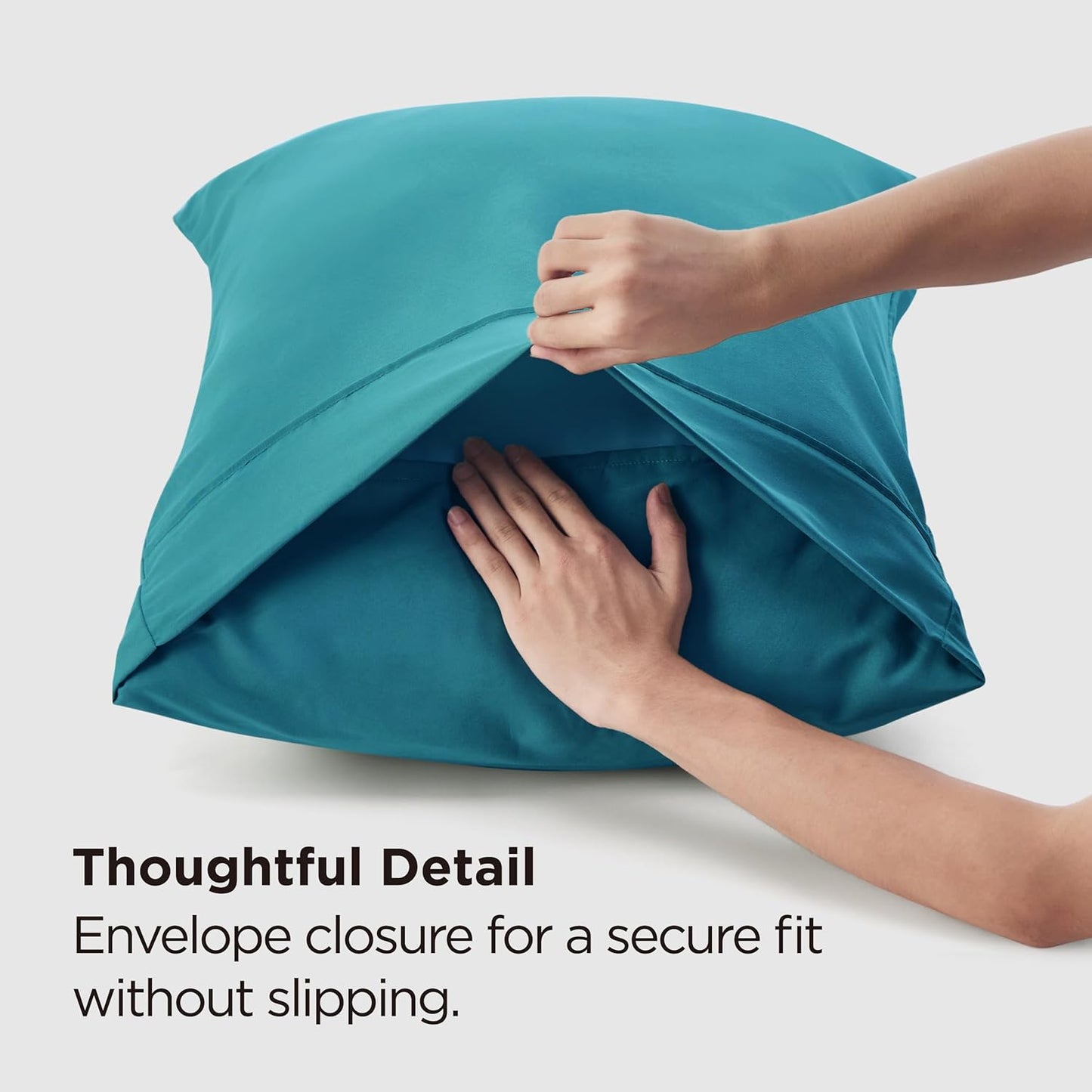 Bedsure Queen Pillow Cases Set of 2 - Teal Brushed Microfiber Pillowcase 2 Pack, Super Soft and Cozy Pillow Case Covers with Envelope Closure, Wrinkle, Fade and Stain Resistant, 20x30 Inches