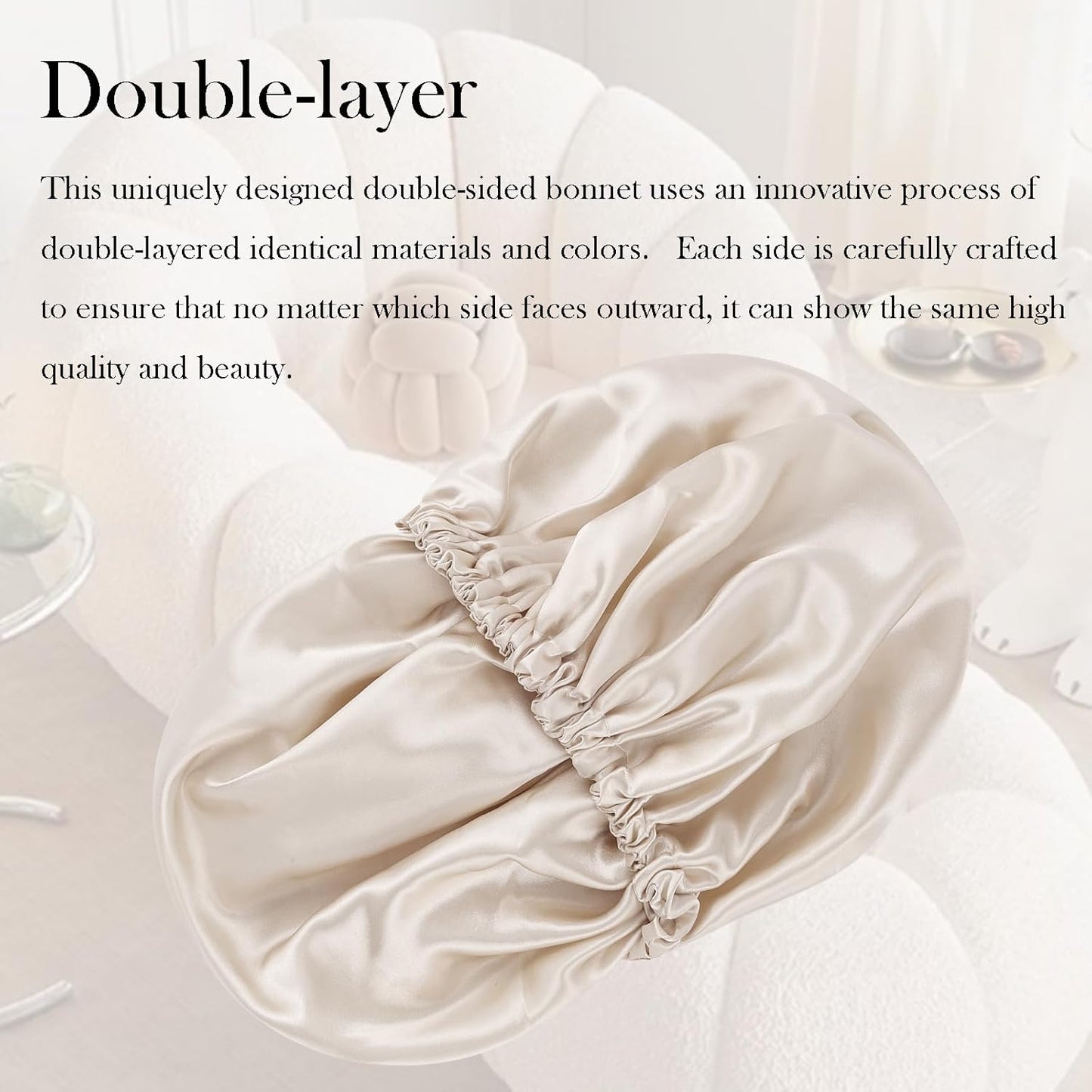 Satin Bonnet Double Layer Silk Bonnet for Sleeping Women Hair Care for Natural Curly