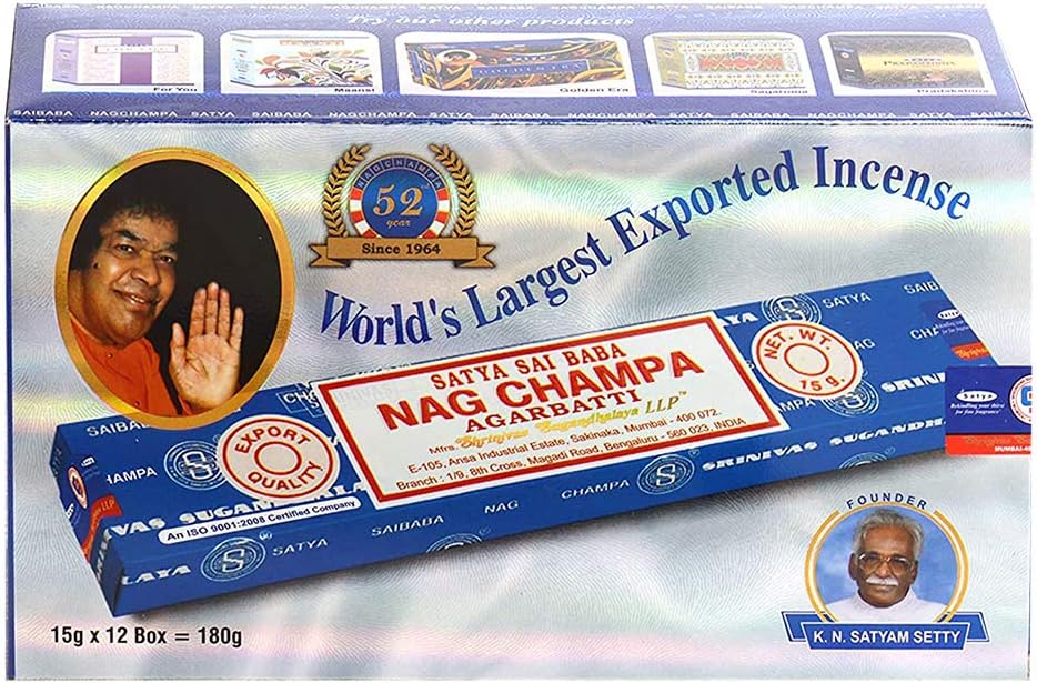 Nag Champa Incense Sticks 15g x 12 and Incense Stick Holder Bundle