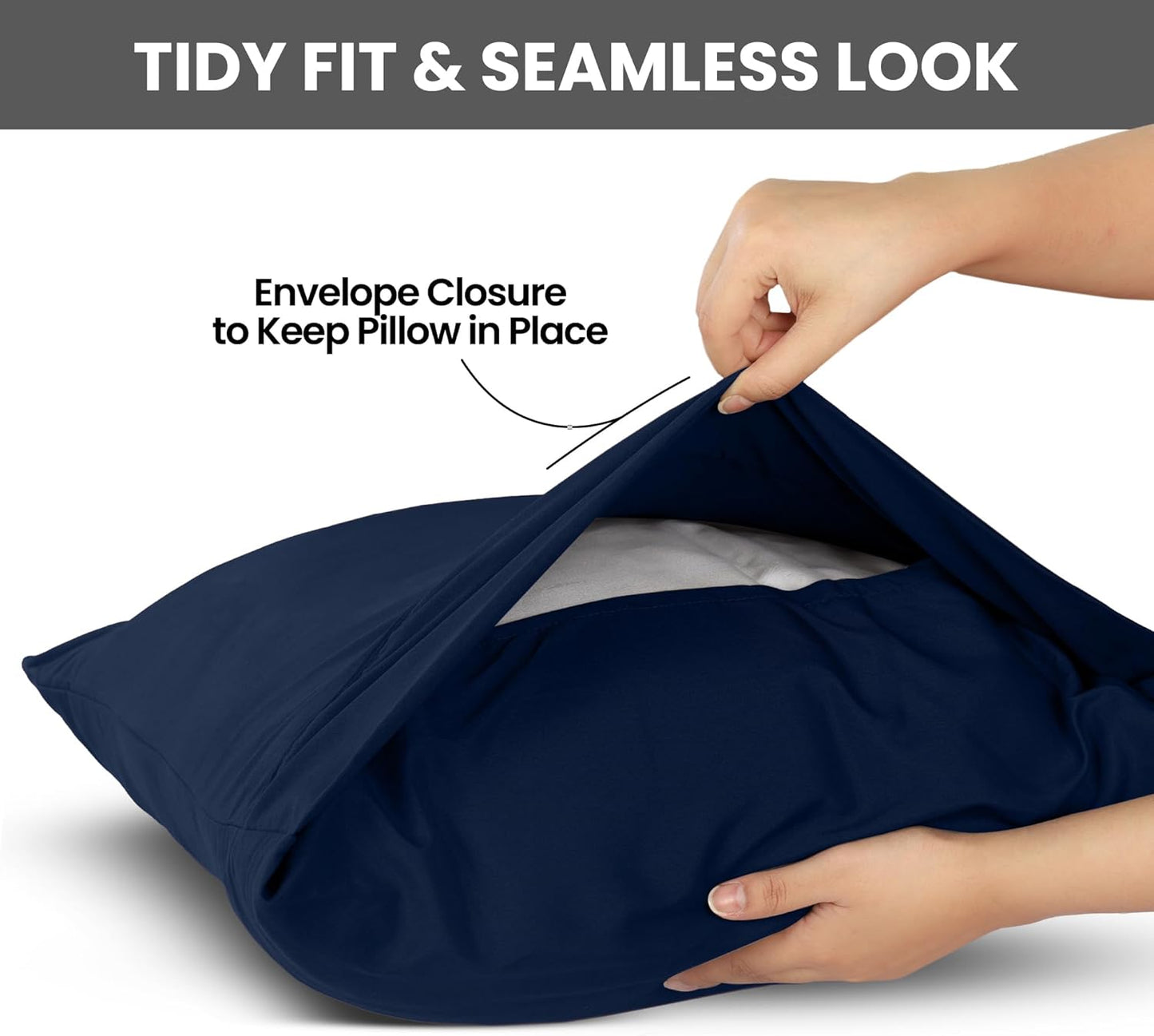Pillow Covers by Utopia Bedding - King Size 2-Pack – Soft Brushed Microfiber – Perfect for Hospitals, Hotels, Guest Rooms – Oeko-TEX Certified, 20x40 Inches (Navy)