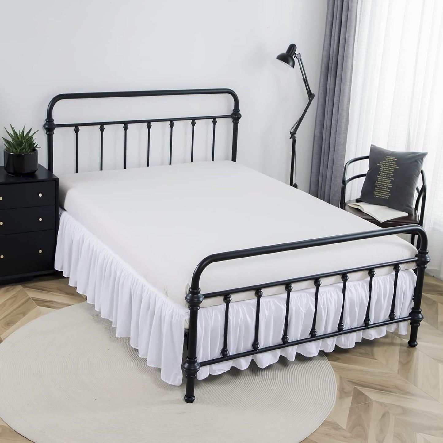 Bed Skirt Full Size Ruffled Bed Skirts with Split Corners, 22 Inch Drop Dust Ruffle Bed Skirt with Platform, White, Full - 22" Drop