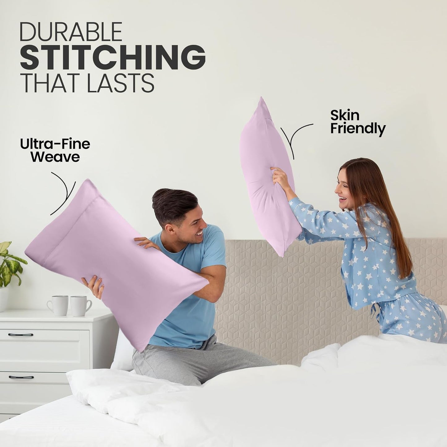 Pillow Covers by Utopia Bedding - King Size 2-Pack – Soft Brushed Microfiber – Perfect for Hospitals, Hotels, Guest Rooms – Oeko-TEX Certified, 20x40 Inches (Lavender)