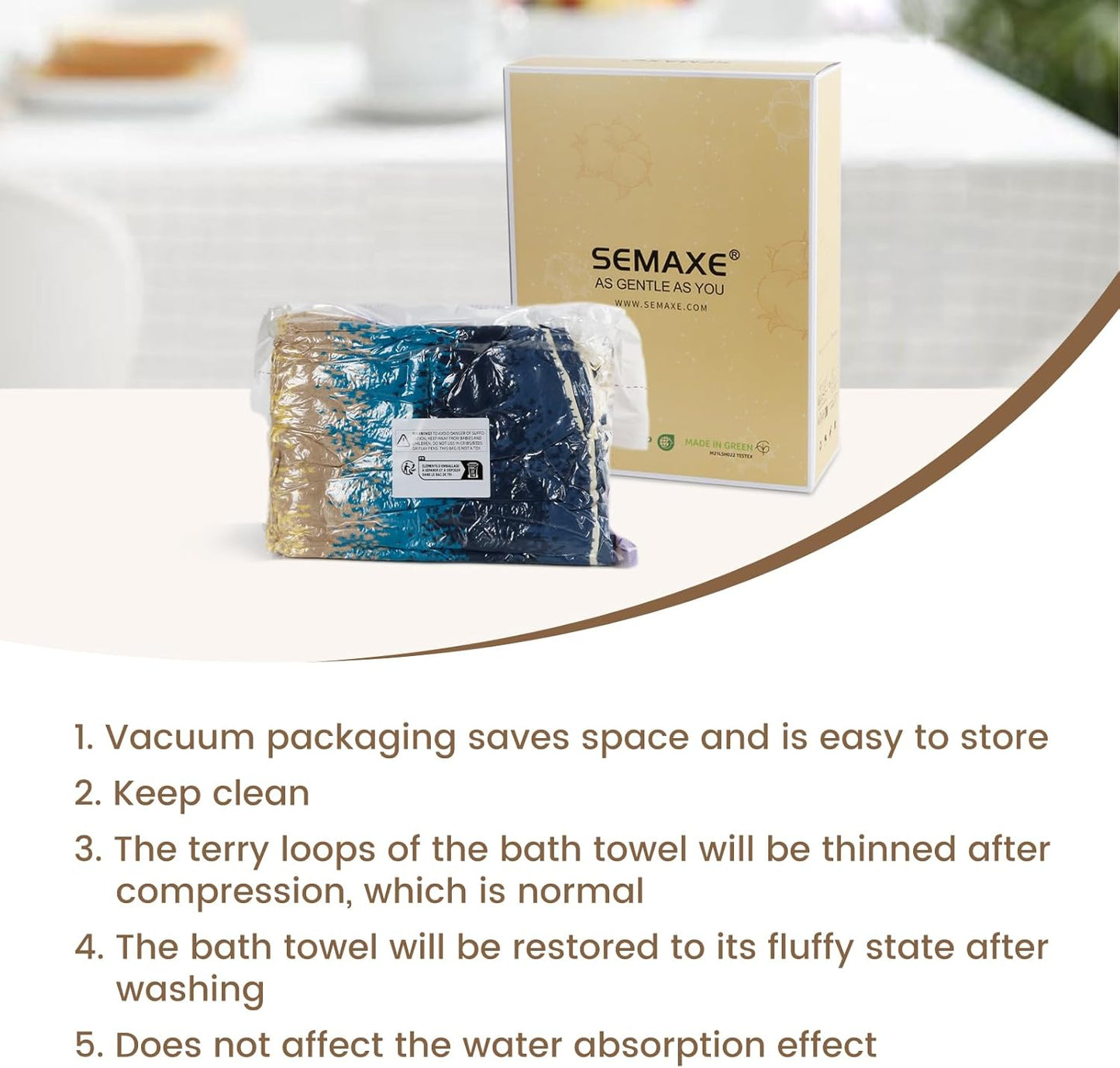 SEMAXE 4-Pack Luxury Bath Towels for Bathroom, 100% Cotton, Soft, Absorbent, and Quick-Drying, 55"x27", Wheat Filed, Perfect for Hotels, Gyms, and Spas