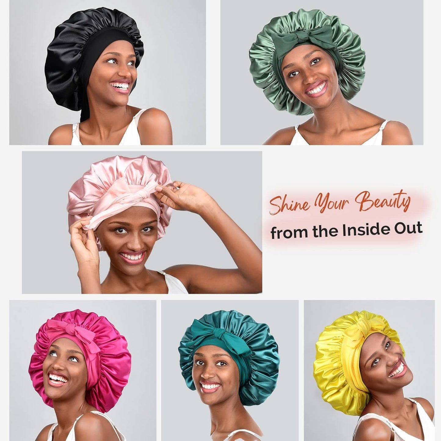 YANIBEST Silk Bonnet for Sleeping Women Adjustable Double Layer Satin Bonnet Reduce Friction Prevent Frizz Natural Curly Hair