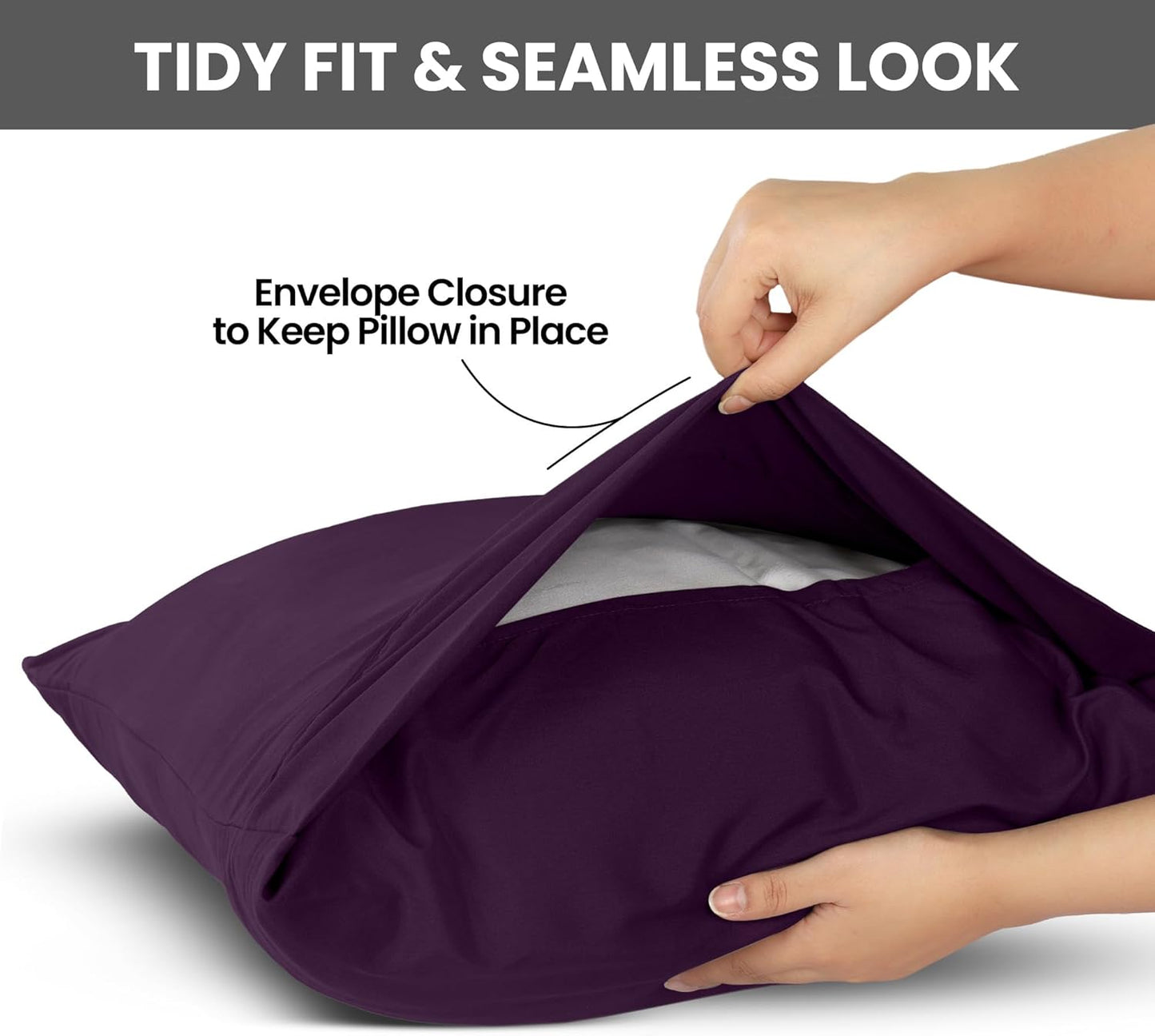 Pillow Covers by Utopia Bedding - Queen Size 2-Pack – Soft Brushed Microfiber – Perfect for Hospitals, Hotels, Guest Rooms – Oeko-TEX Certified, 20x30 Inches (Dark Purple)