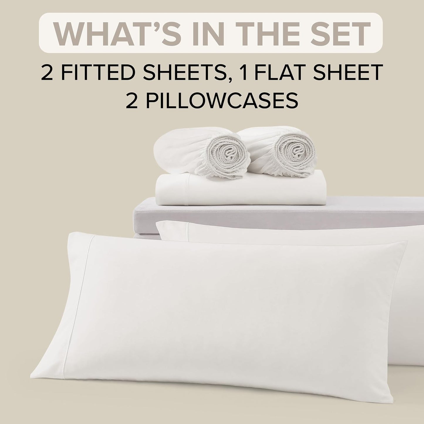UGG Split King Sheet Set 5-Piece Luxury Cooling Sheets Deep Pockets Premium Bedding with 2 Shams Hypoallergenic Machine Washable Soft Lightweight Bed Set for Adjustable Bed, Split King, White (Hedi)
