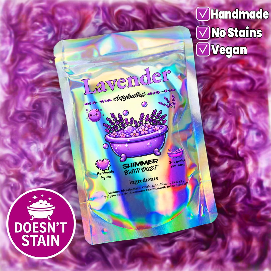 Purple Lavender Shimmer Bath Bomb in A Bag - Handmade Scented Bath Bombs for Women,Kids and Men - Bulk Bathbomb Fizzies Perfect for Boys and Girls All Ages (Small, Purple)