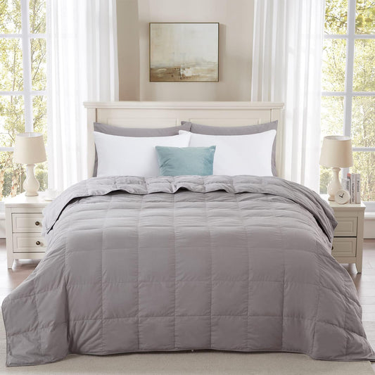 Globon Summer Down Blanket King Size, Extra Lightweight Comforter/Duvet Insert for Hot Sleepers, Noiseless & Extra Soft,12 Ounce Fill Weight, Grey