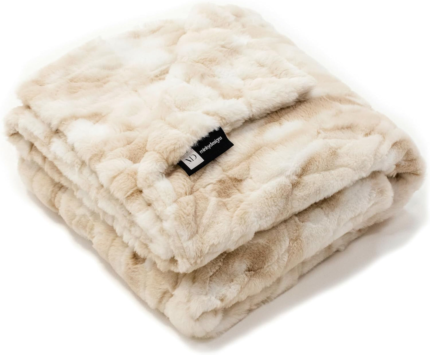 Minky Designs Crème Brulee Minky Blanket – Ultra Soft Faux Fur Throw Blanket for Couch, Bed & Home – Fluffy, Warm & Luxurious – Posh Collection (Large, 60x72)
