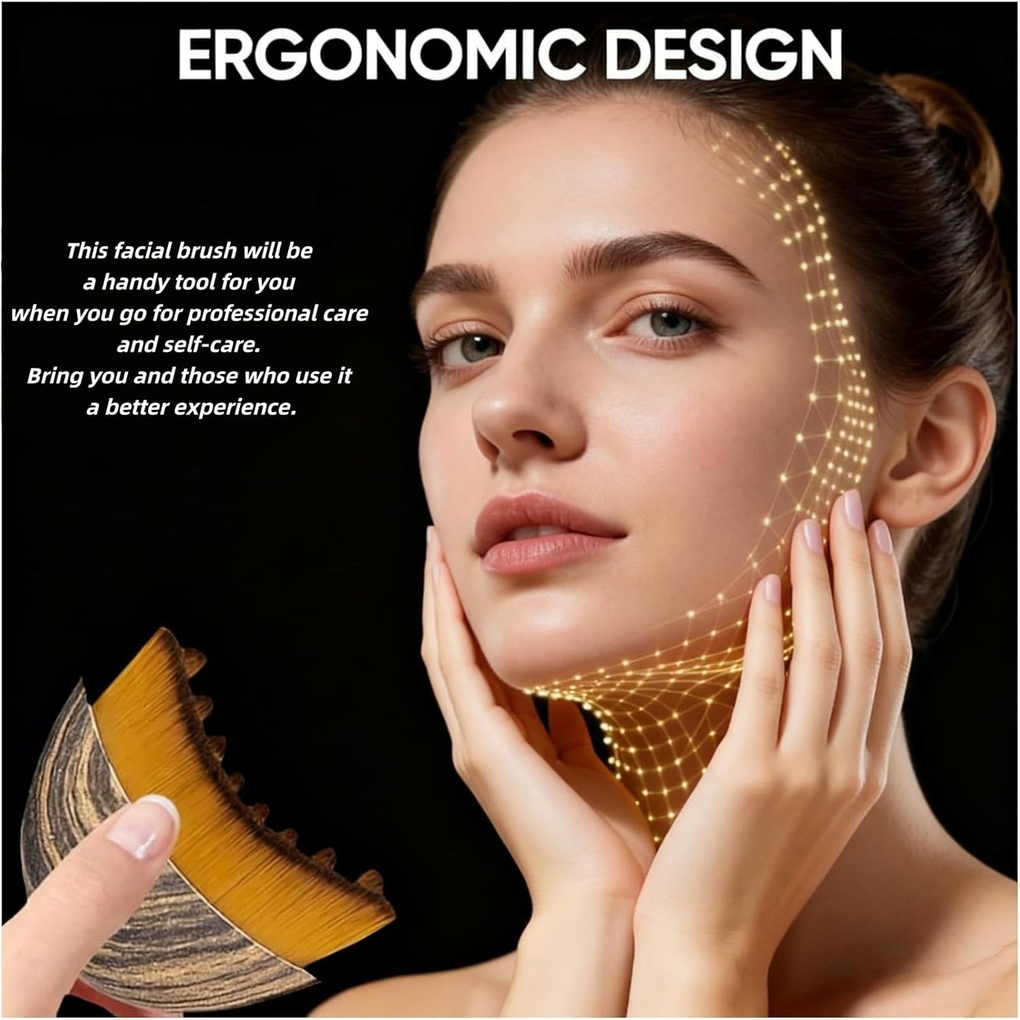 Lymphatic Contour Face Brush Face Lifting Brush Gua Sha Brush for Face Dry Lymphatic Massage Brush Face Depuffer Facial Tool (2PCS)