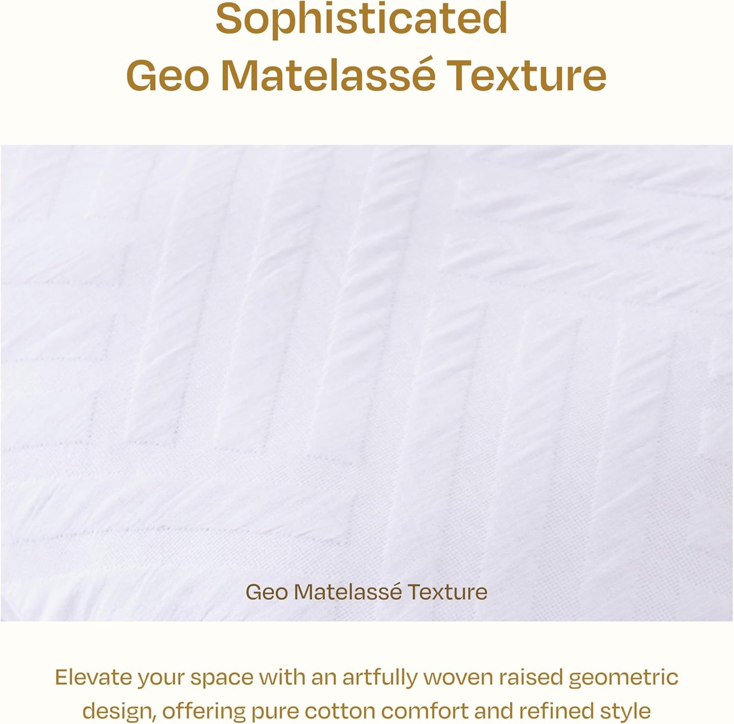 California Design Den Duvet Cover Queen Set - 100% Cotton 3 Piece White Duvet Cover & Sham Set, Soft Textured (92" x 90") - White Geo Matelassé Pattern