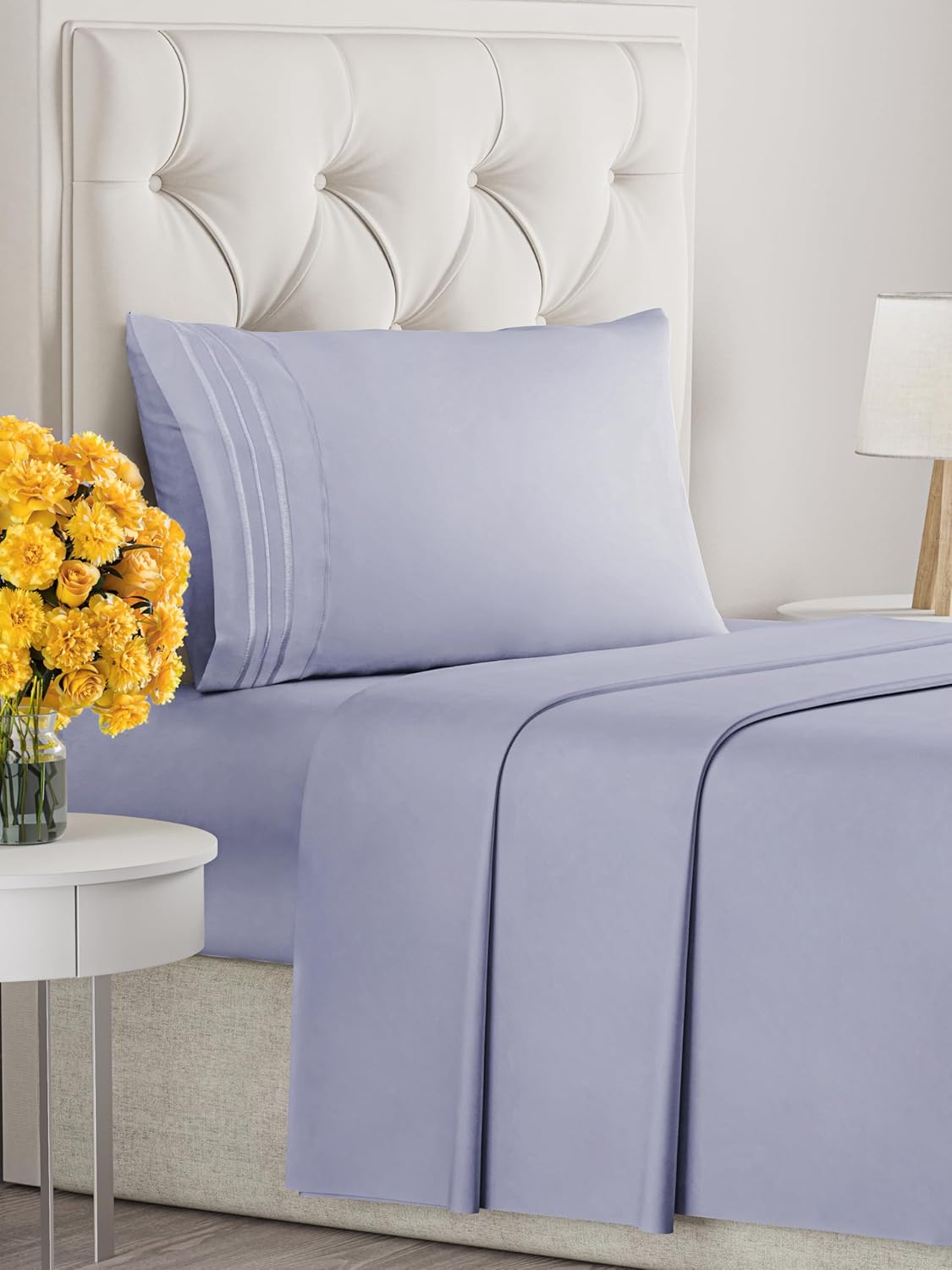Twin XL Size 3 Piece Sheet Set - Extra Soft, Breathable & Cooling - Hotel Luxury Durable Bed Sheets for Women & Men - Deep Pockets, Easy-Fit & Wrinkle-Free - Dusty Purple Oeko-Tex