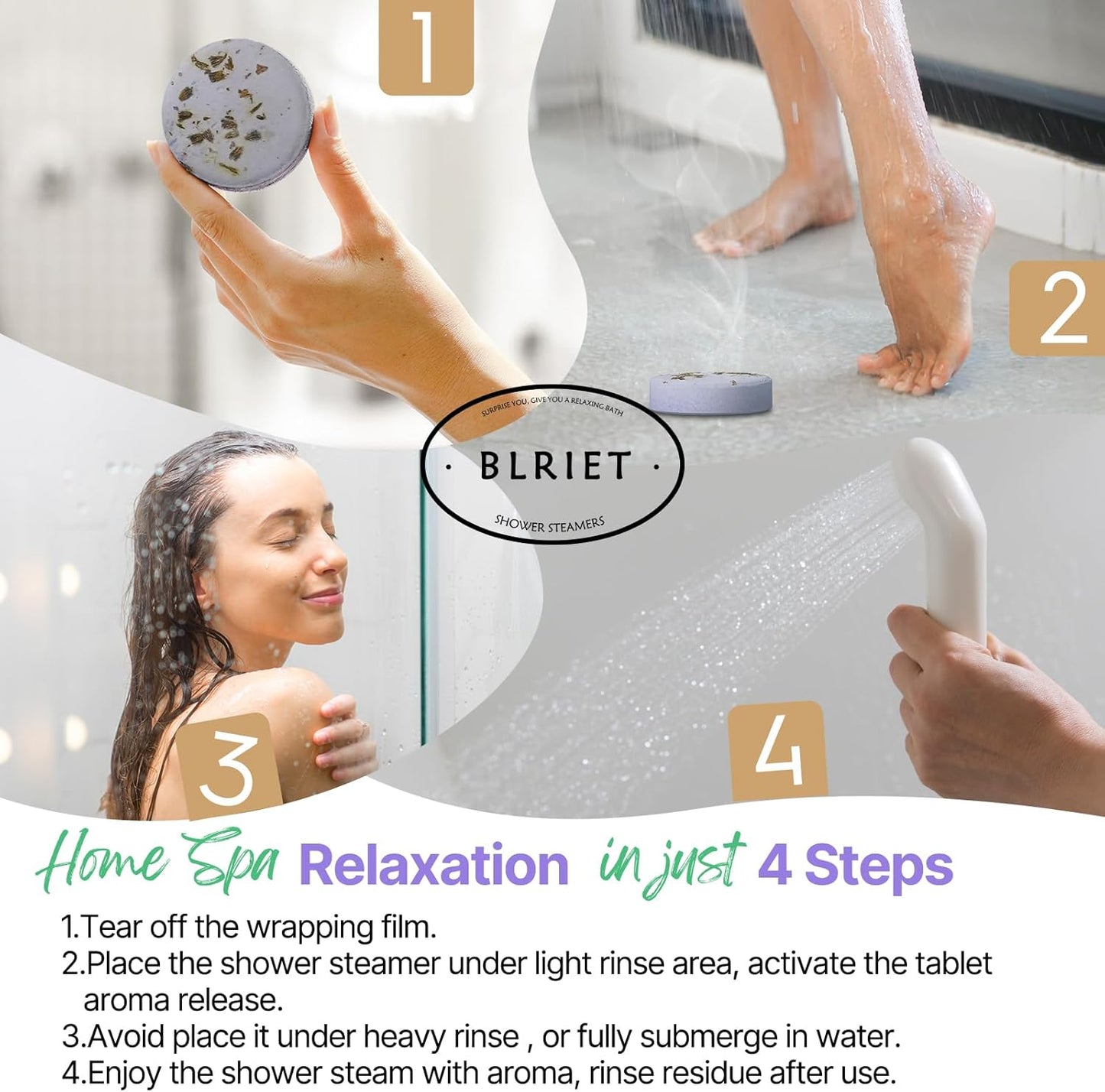 Shower Steamers Aromatherapy BLRIET 8 Pack Gifts for Women, Birthday Christmas White Elephant Gifts Stocking Stuffers for Adults Her Mom Him Home Spa Gym Natural Essential Oil Self Care Relaxation