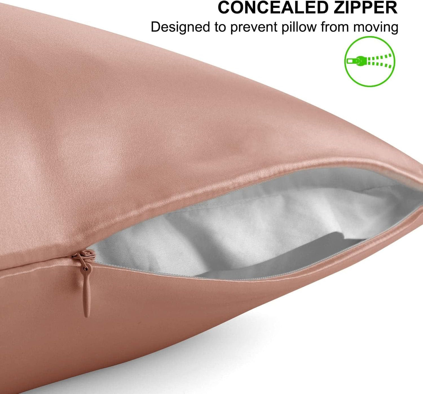 ALASKA BEAR Silk Pillowcase for Curly Hair and Skin Women Real Mulberry Silk Pillow Case Queen Single (1 Pack, Rose Gold)