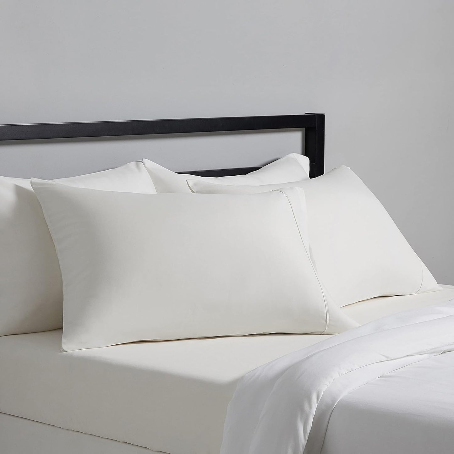 Amazon Basics Standard Pillow Cases Set of 2 - Lightweight, Super Soft Easy Care Microfiber, Cream, 30" L x 20" W, Pillows Not Included